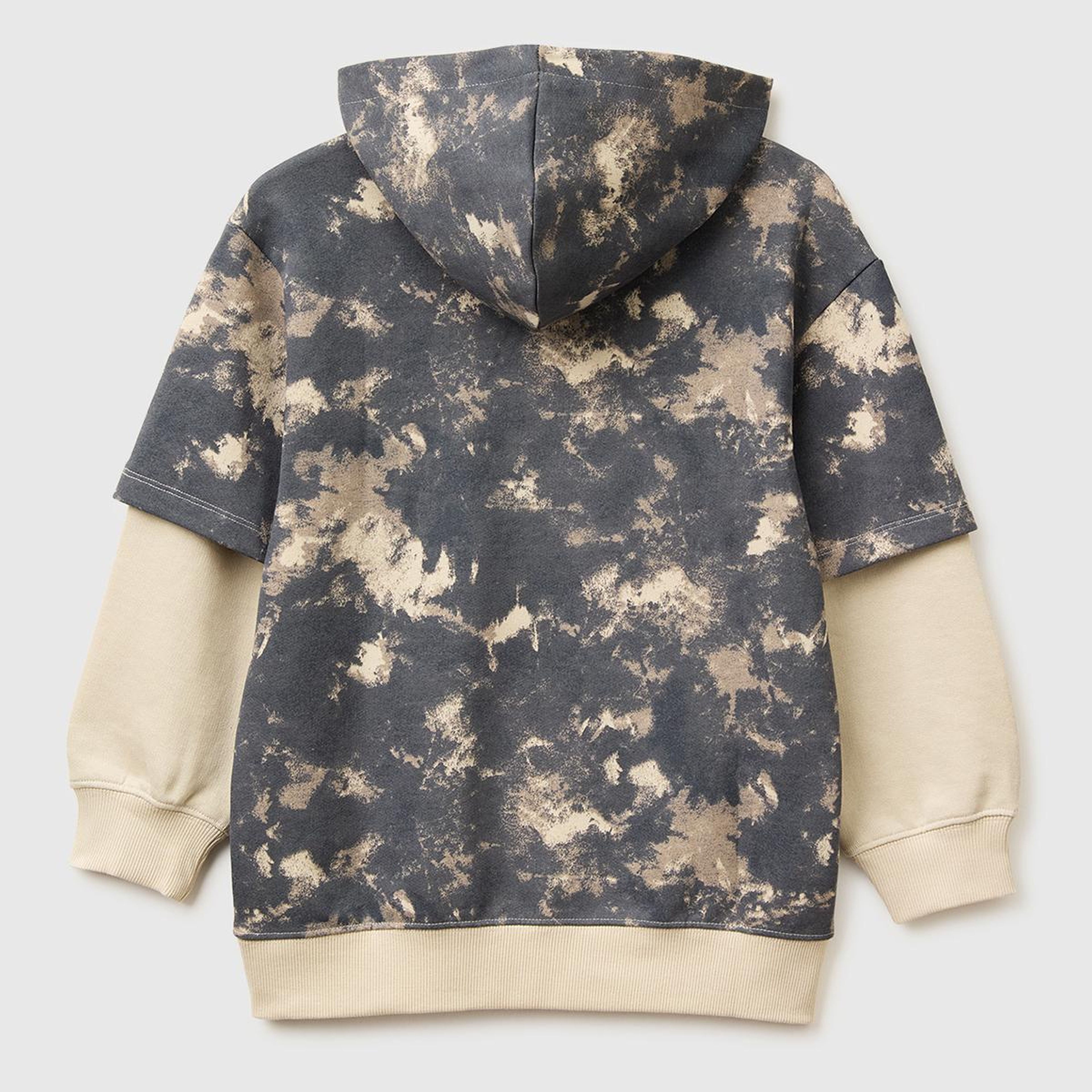 Erkek Çocuk Antrasit Mix Tamamı Desenli Çift Kollu Logo Etiketli Kapüşonlu Sweatshirt