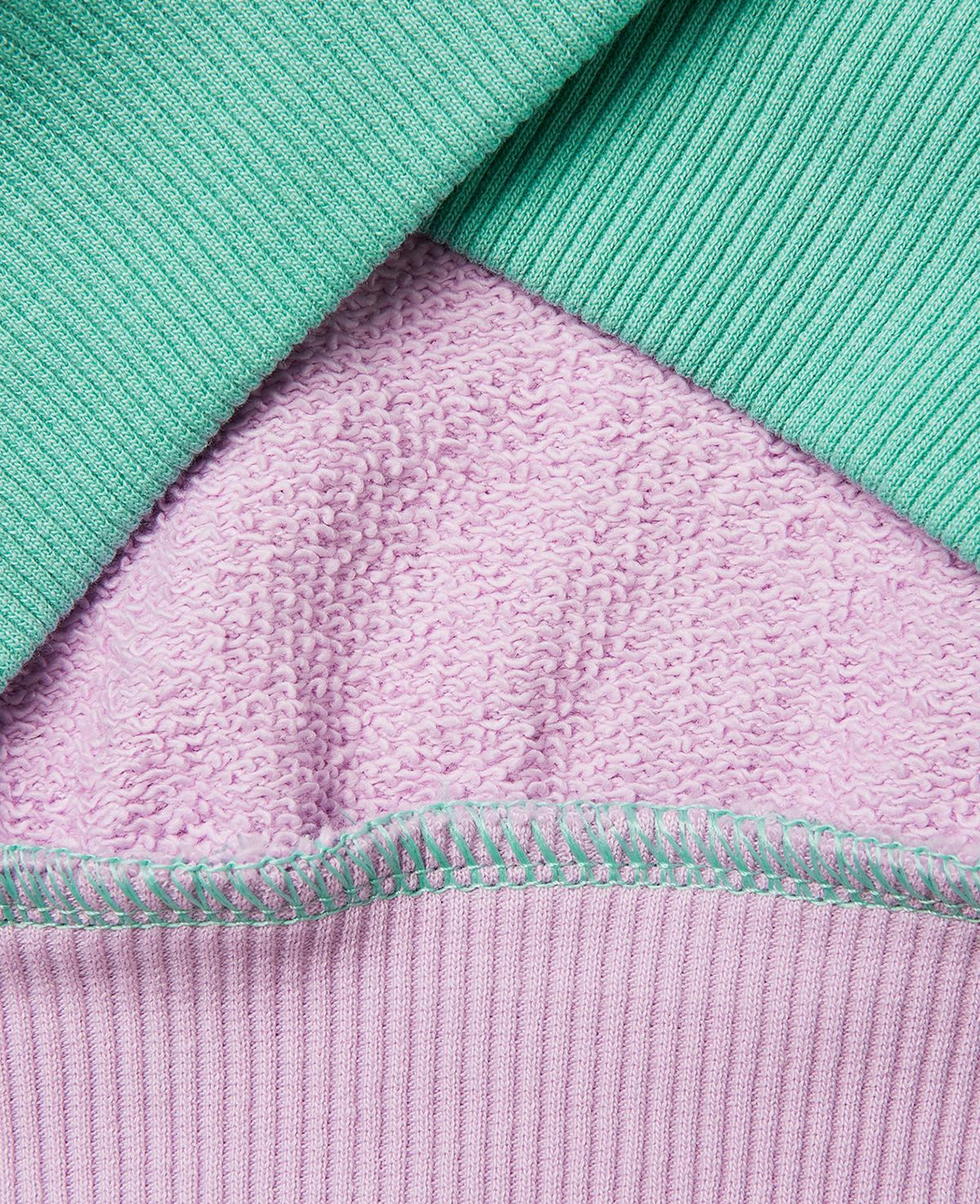 Kız Çocuk Yeşil Mix Renkli Baskılı Kontrast Detaylı Logolu Bisiklet Yaka Sweatshirt