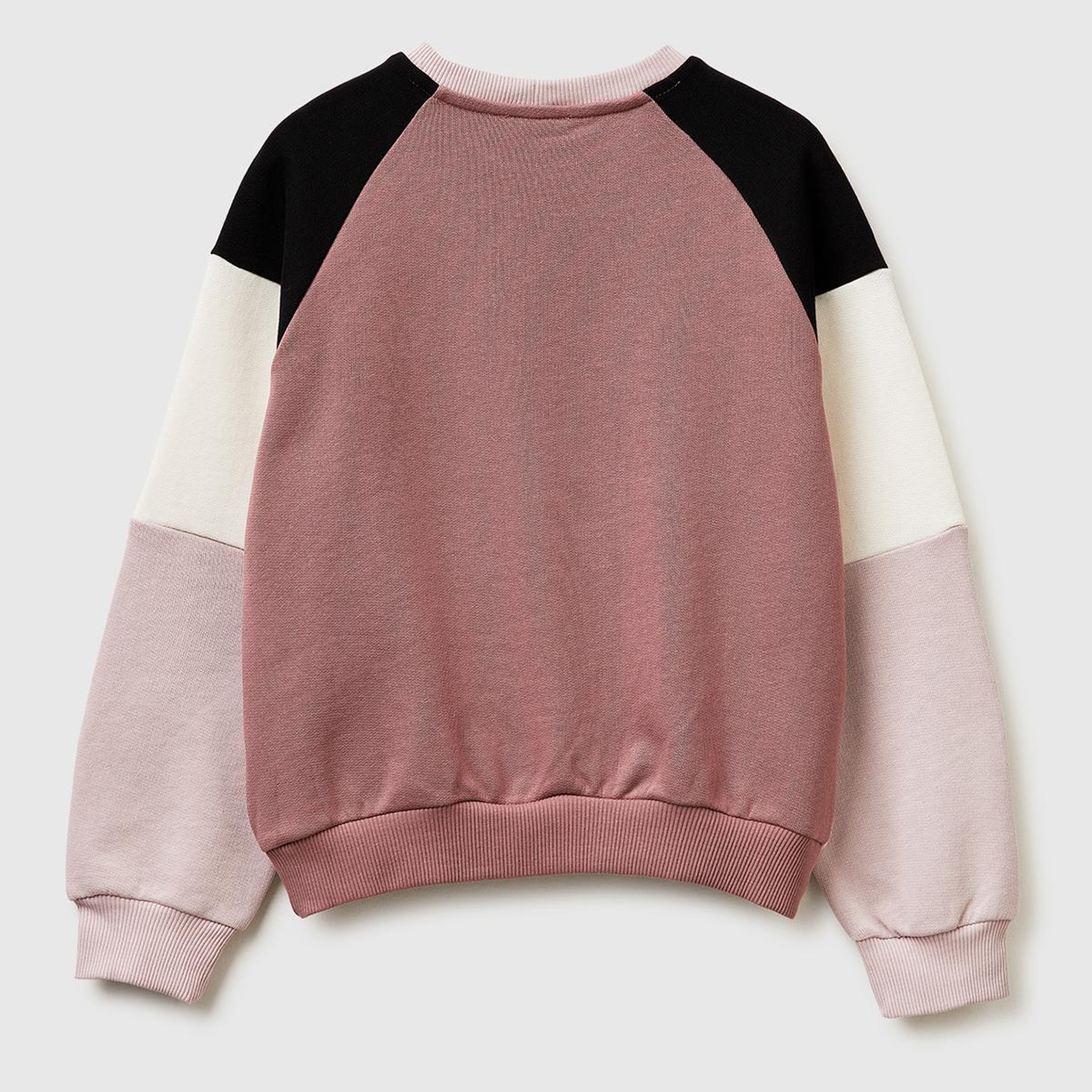 Kız Çocuk Lacivert Renkli Baskılı Kontrast Detaylı Logolu Bisiklet Yaka Sweatshirt