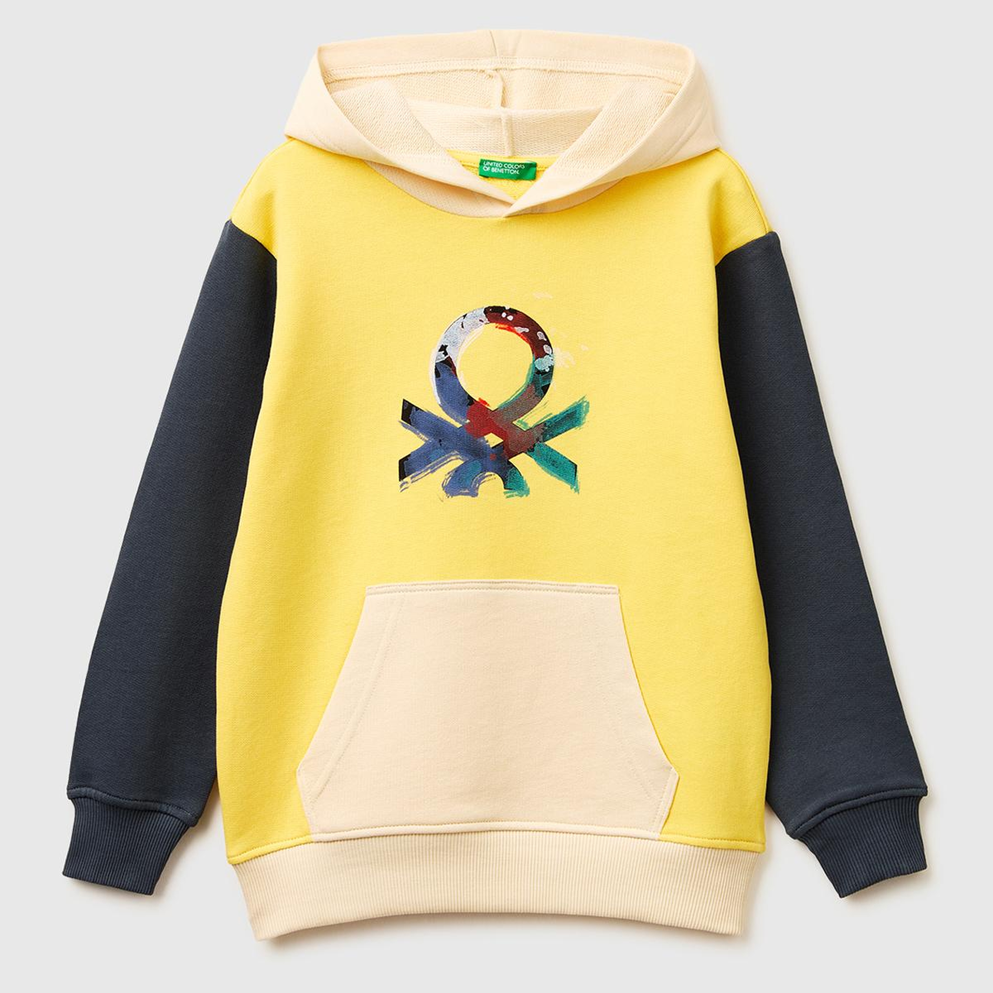 Erkek Çocuk Mix Önü Logo Baskılı Kanguru Cepli Kapüşonlu Sweatshirt