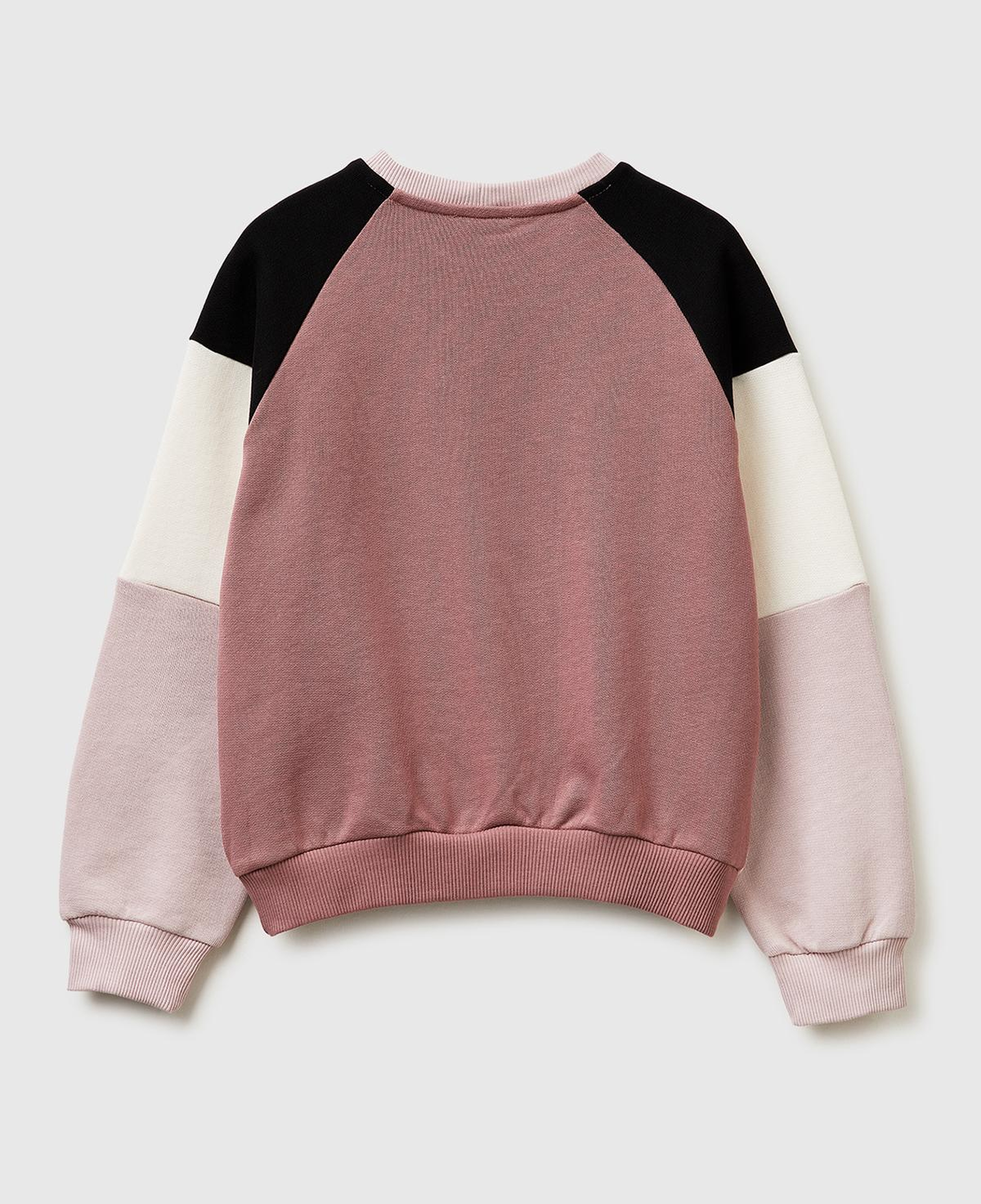 Kız Çocuk Lacivert Renkli Baskılı Kontrast Detaylı Logolu Bisiklet Yaka Sweatshirt