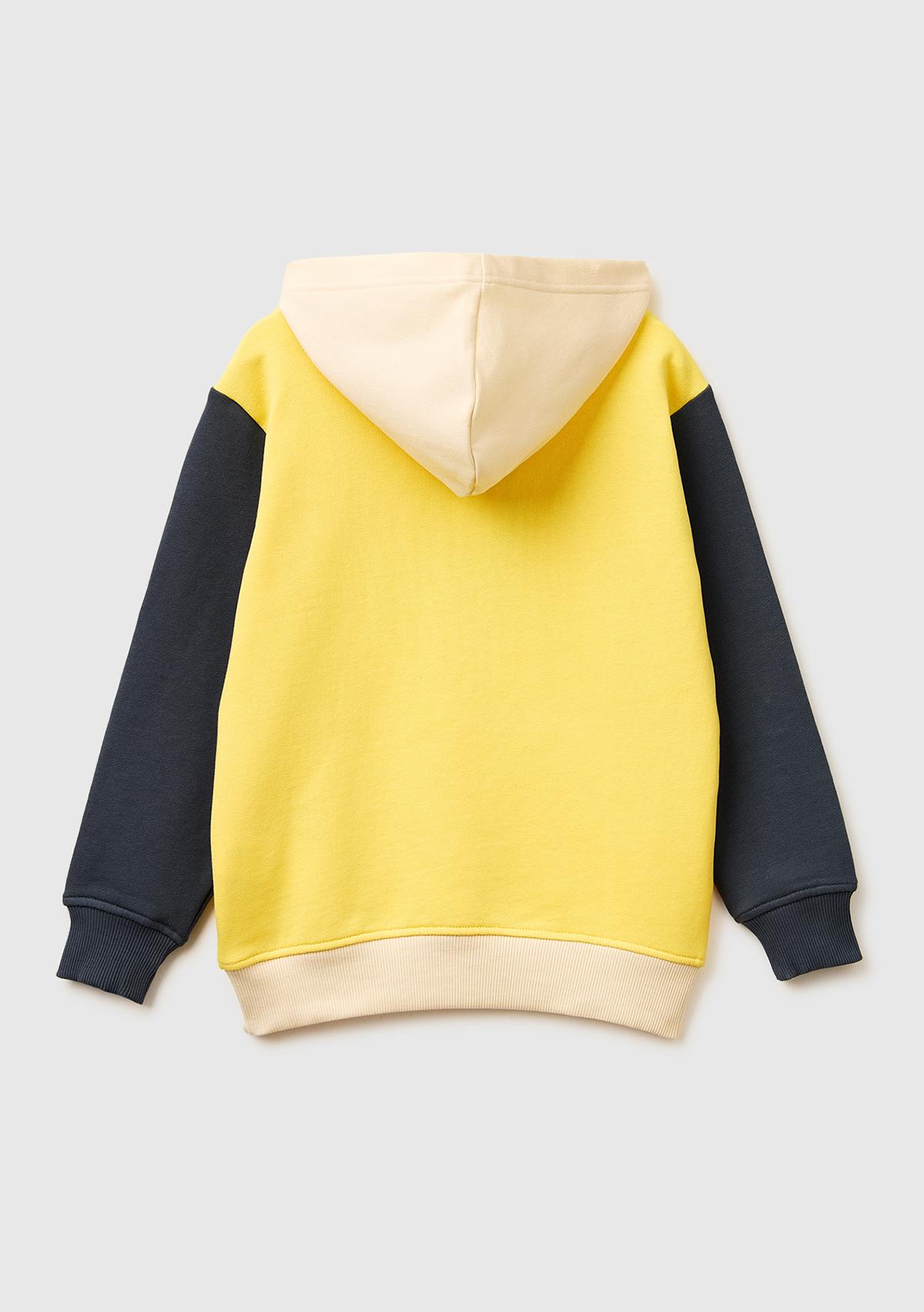 Erkek Çocuk Mix Önü Logo Baskılı Kanguru Cepli Kapüşonlu Sweatshirt