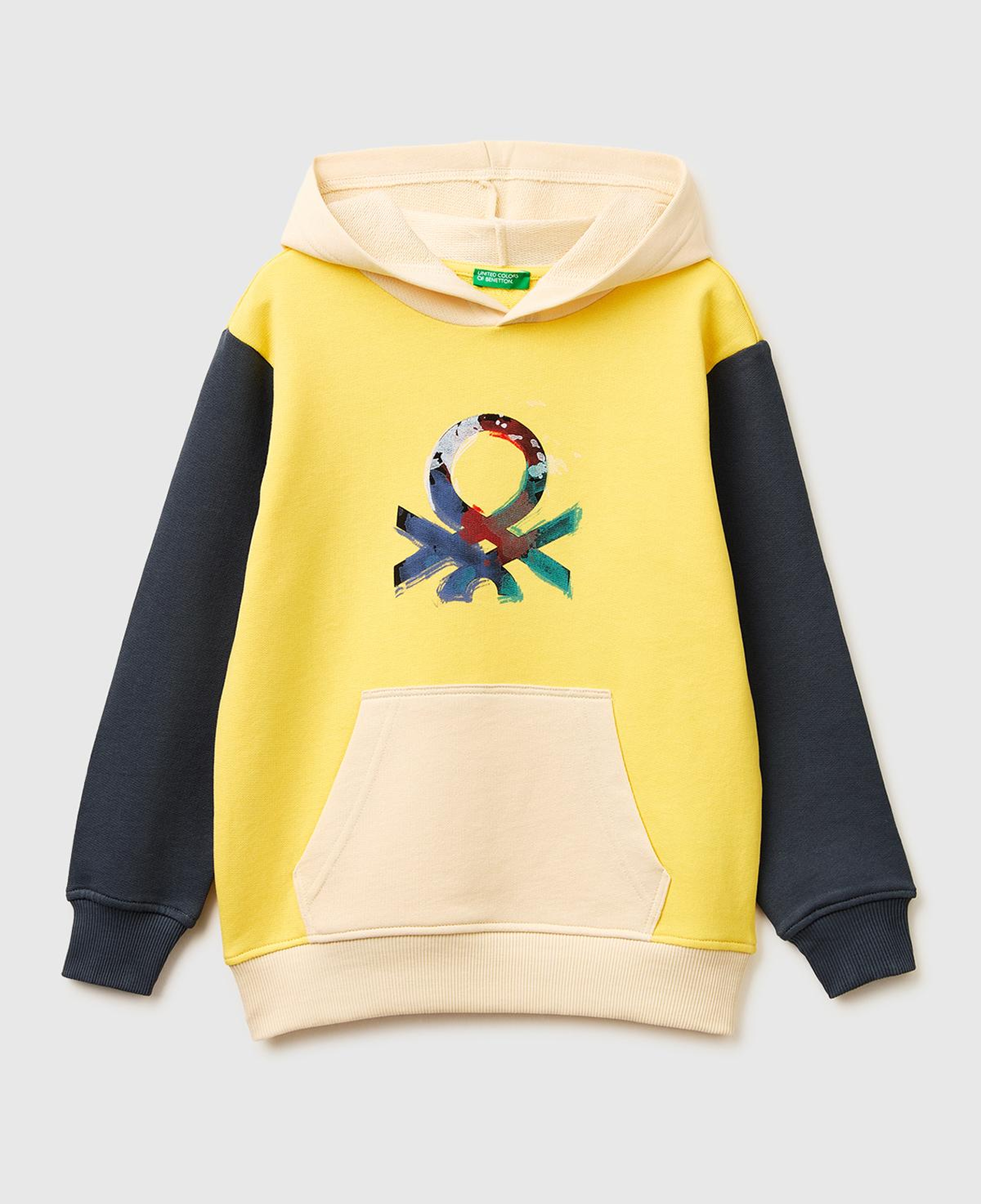Erkek Çocuk Mix Önü Logo Baskılı Kanguru Cepli Kapüşonlu Sweatshirt