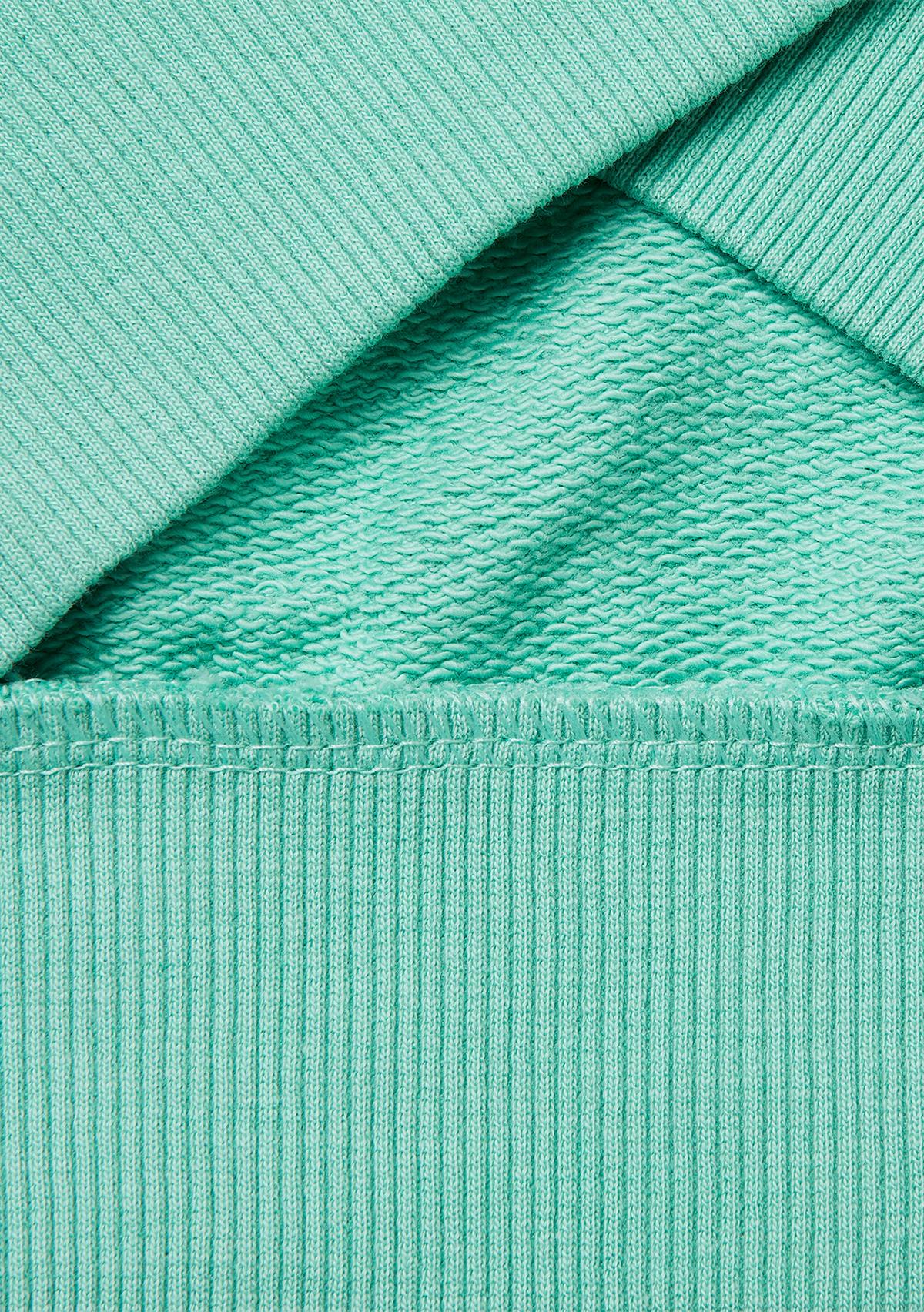 Kız Çocuk Mint Simli Grafik Baskılı Yuvarlak Yaka Ribanalı Sweatshirt