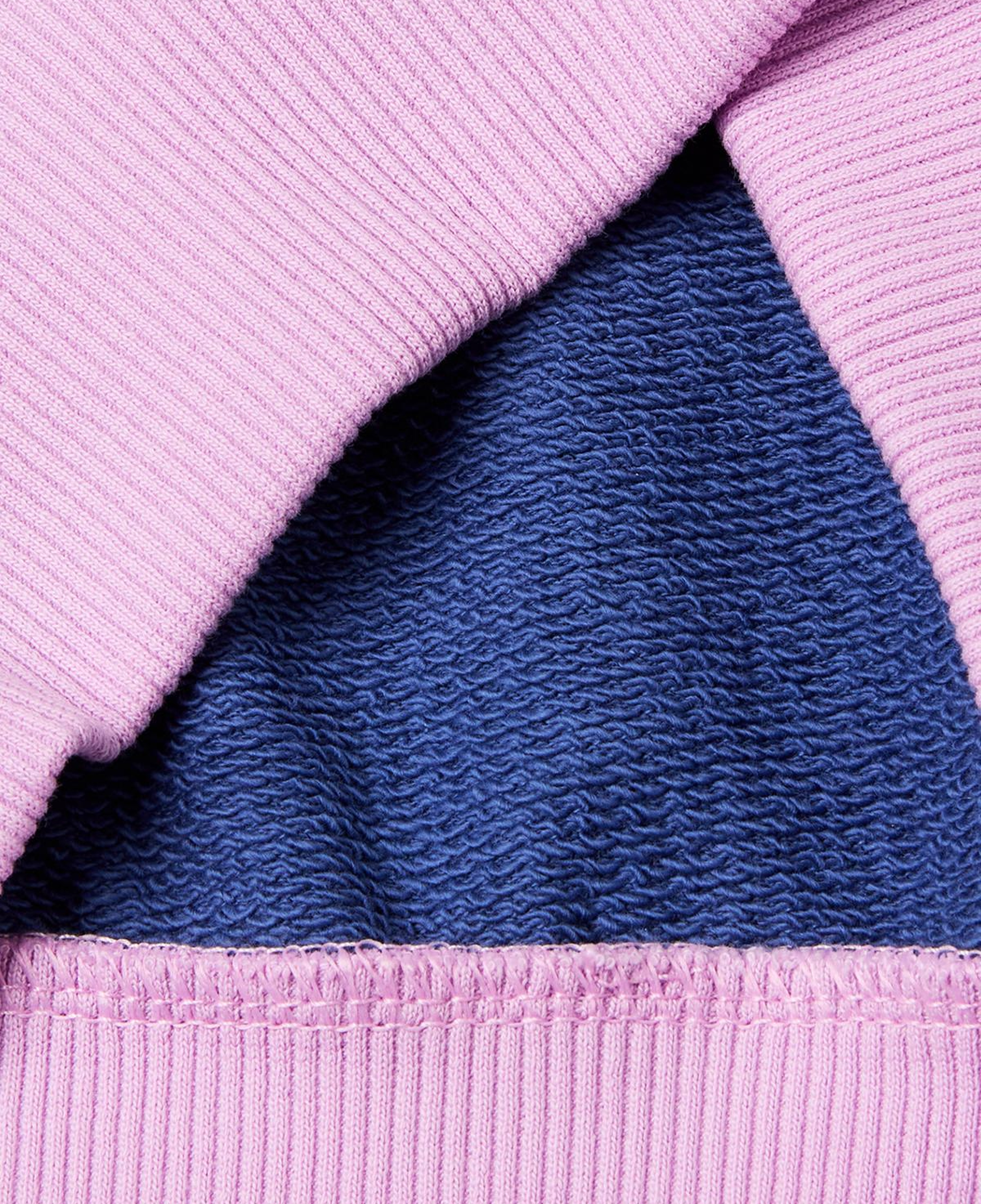 Kız Çocuk Lila Simli Logolu Fermuarlı Cepli Yüksek Yaka Sweatshirt