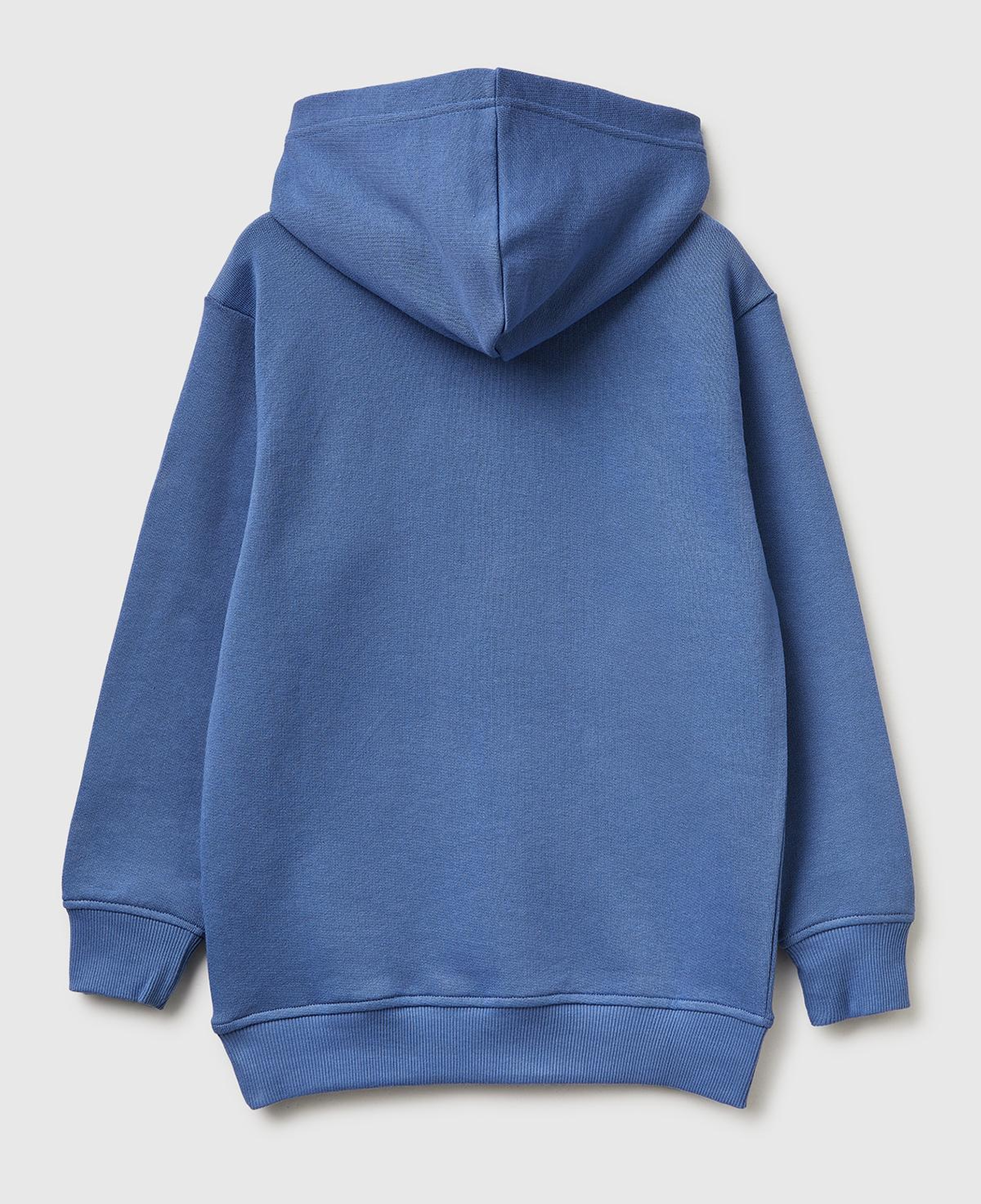 Erkek Çocuk Havacı Mavi Önü Logo Baskılı Kanguru Cepli Kapüşonlu Sweatshirt