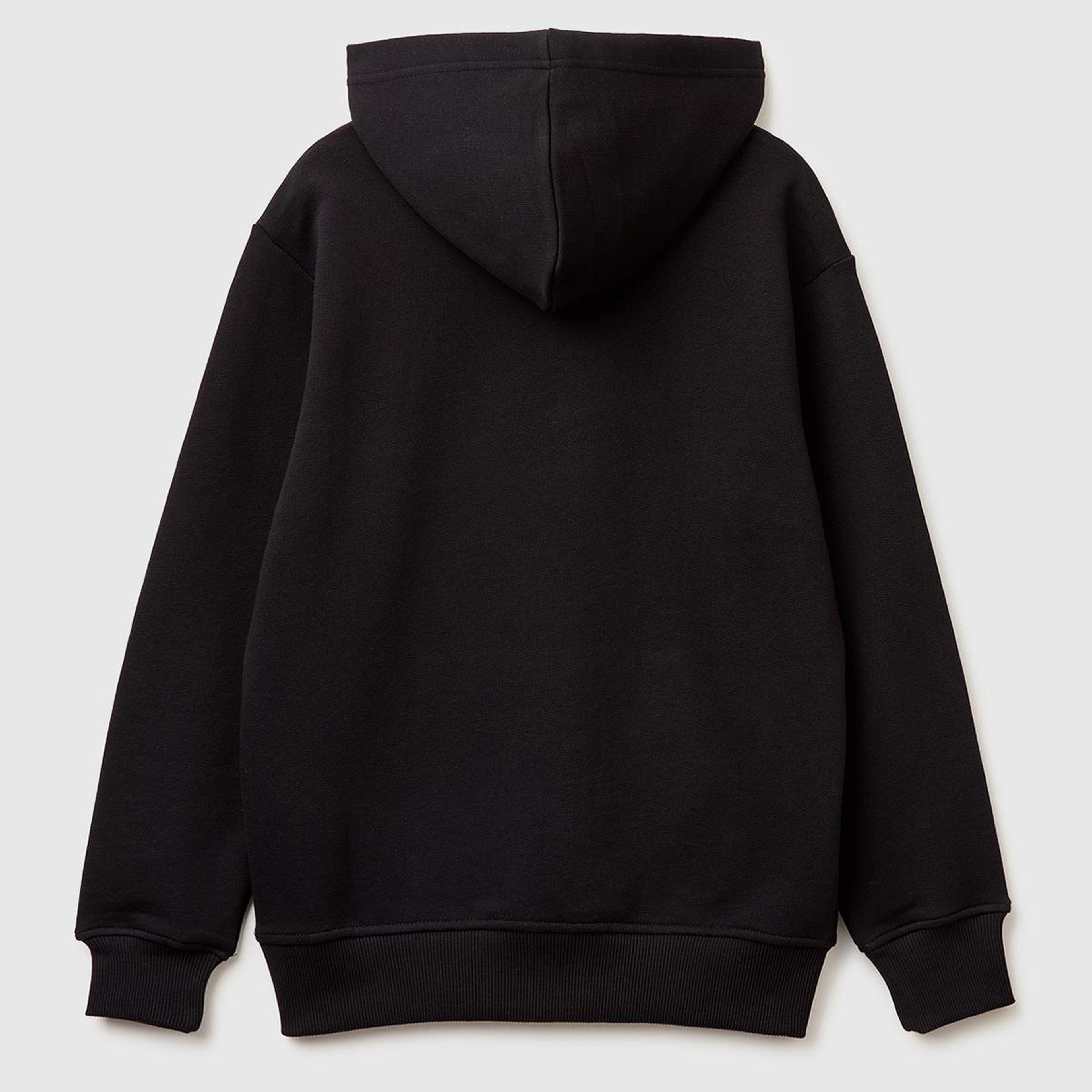 Erkek Çocuk Siyah Önü Logo Baskılı Kanguru Cepli Kapüşonlu Sweatshirt