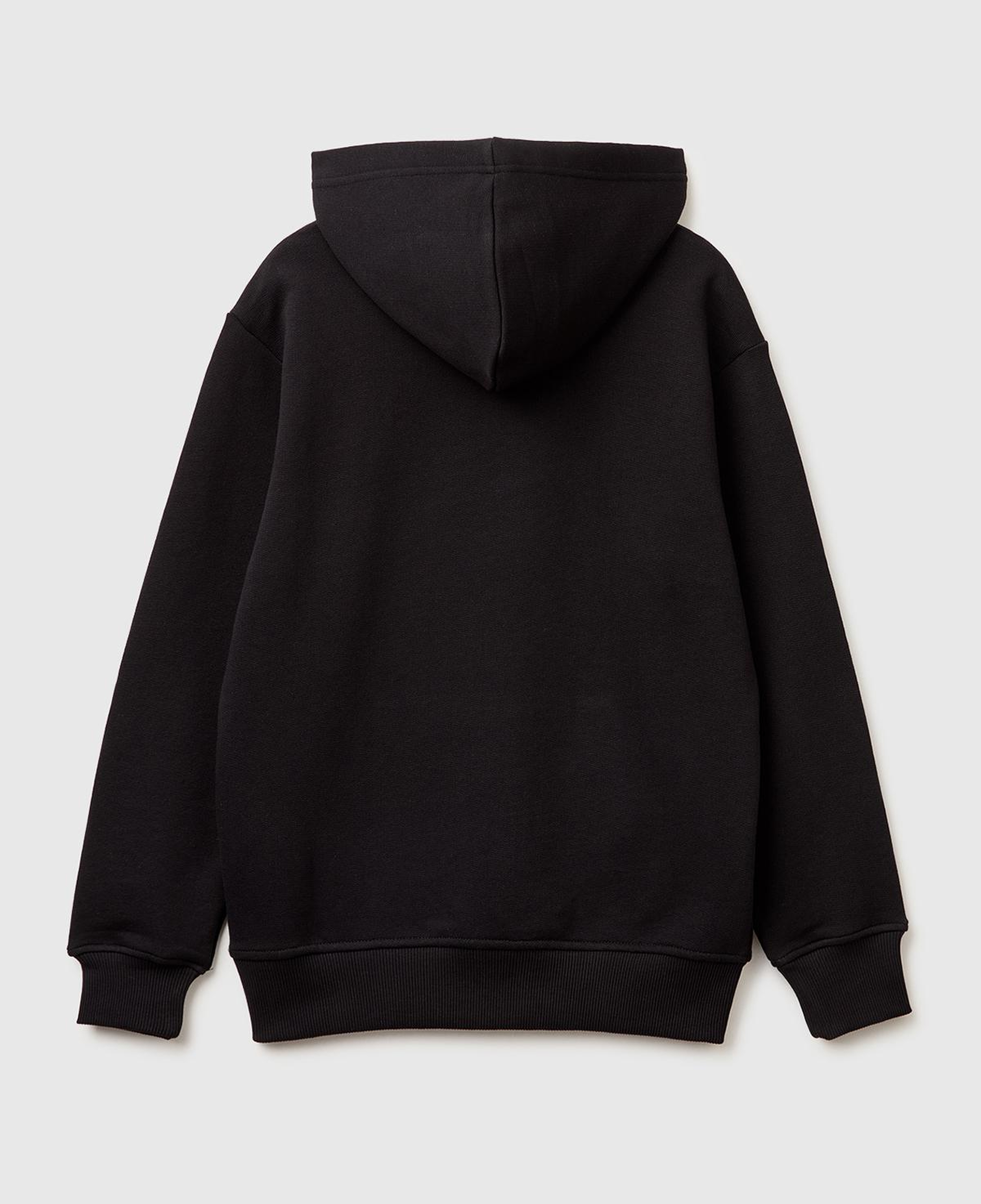 Erkek Çocuk Siyah Önü Logo Baskılı Kanguru Cepli Kapüşonlu Sweatshirt