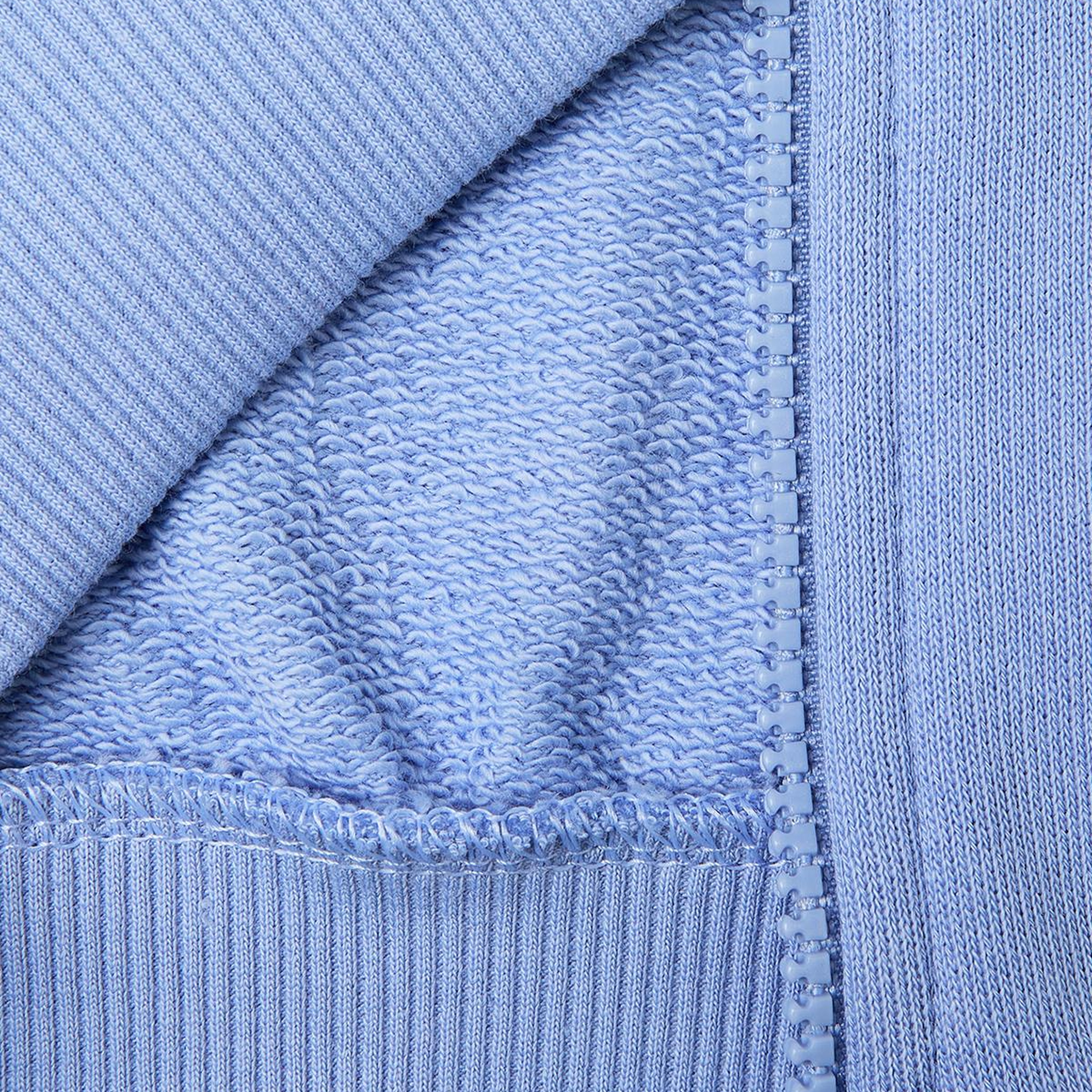 Kız Çocuk Havacı Mavi Simli Logolu Fermuarlı Cepli Kapüşonlu Yüksek Yaka Sweatshirt