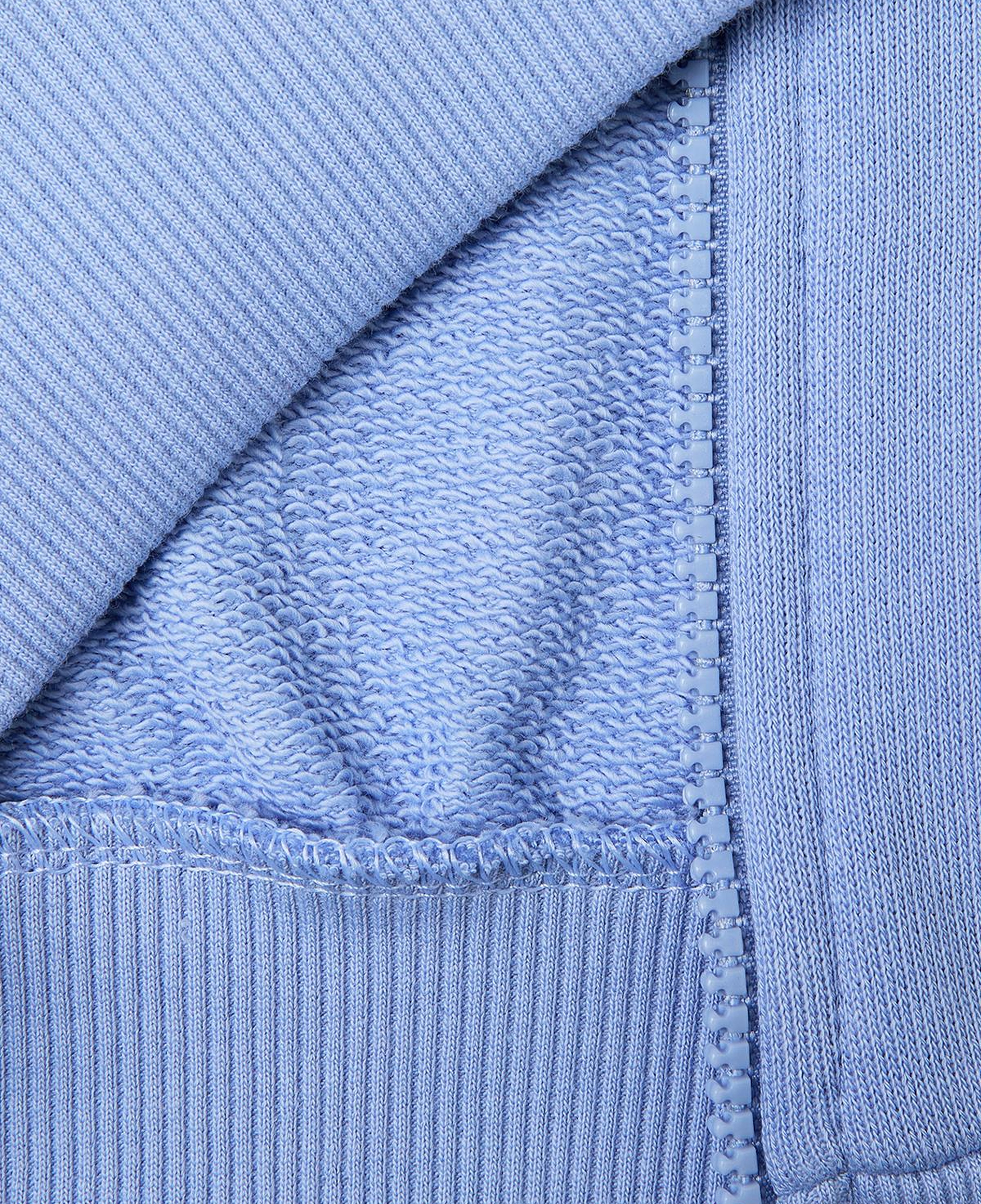 Kız Çocuk Havacı Mavi Simli Logolu Fermuarlı Cepli Kapüşonlu Yüksek Yaka Sweatshirt