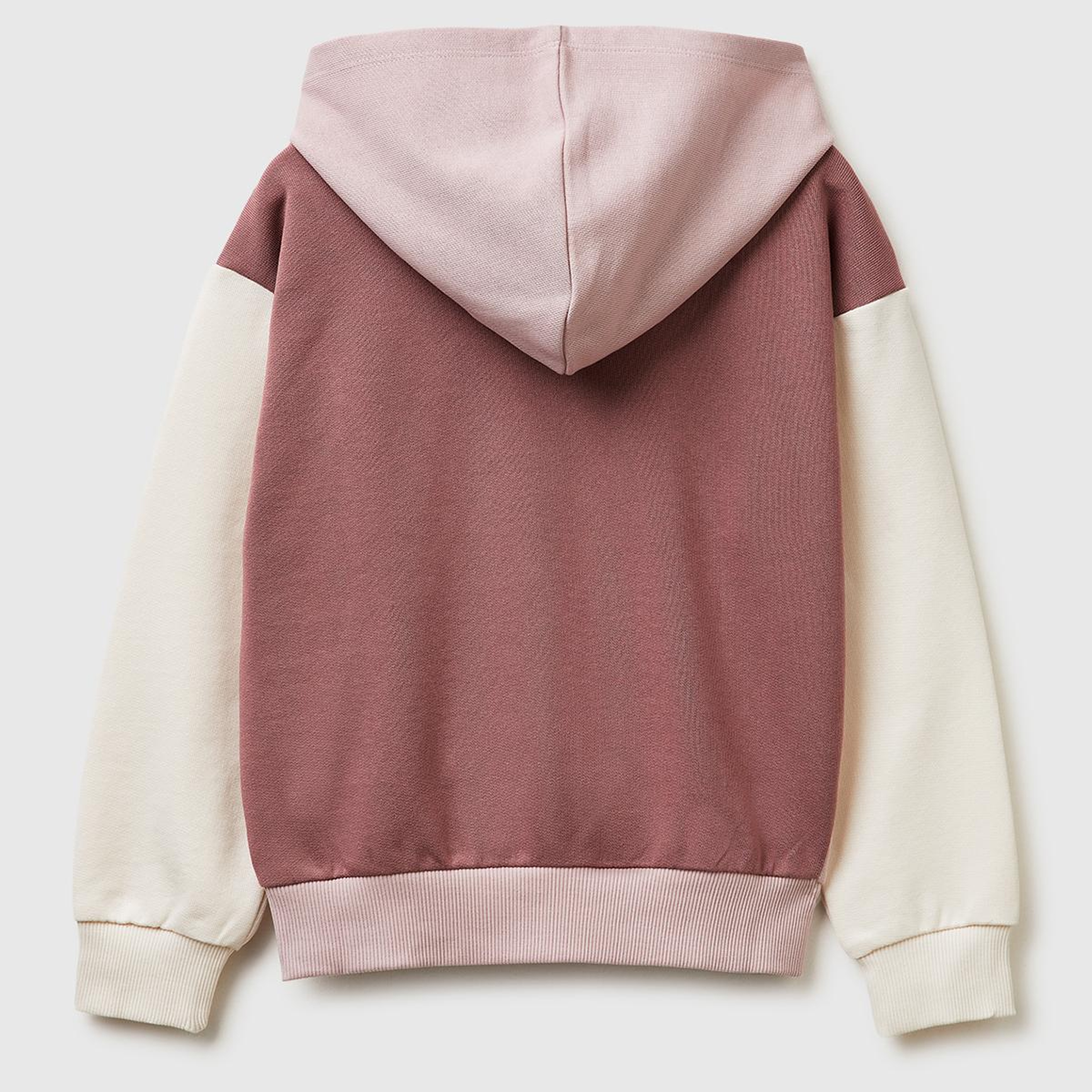 Kız Çocuk Gül Kurusu Simli Logolu Fermuarlı Cepli Kapüşonlu Yüksek Yaka Sweatshirt