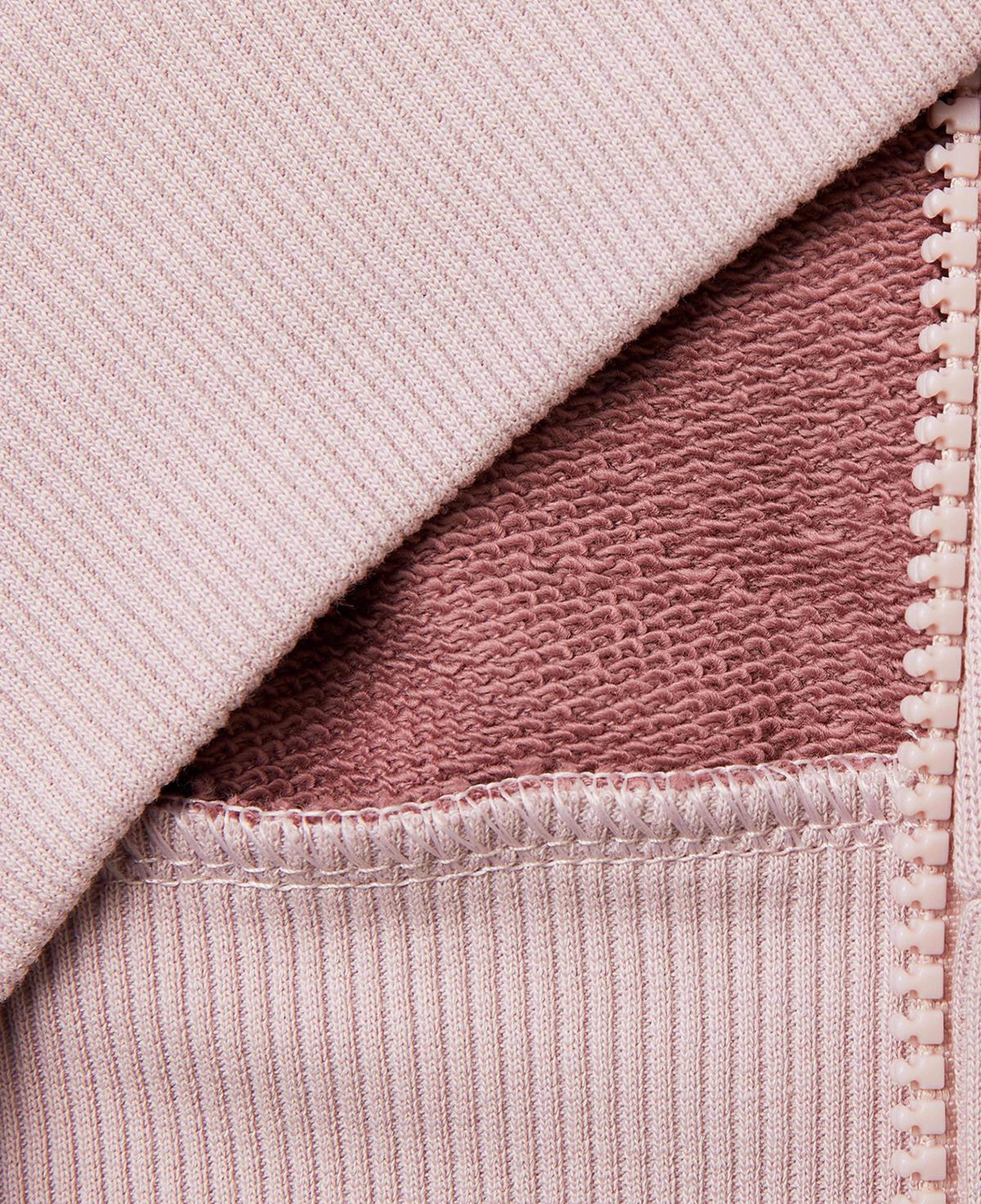 Kız Çocuk Gül Kurusu Simli Logolu Fermuarlı Cepli Kapüşonlu Yüksek Yaka Sweatshirt