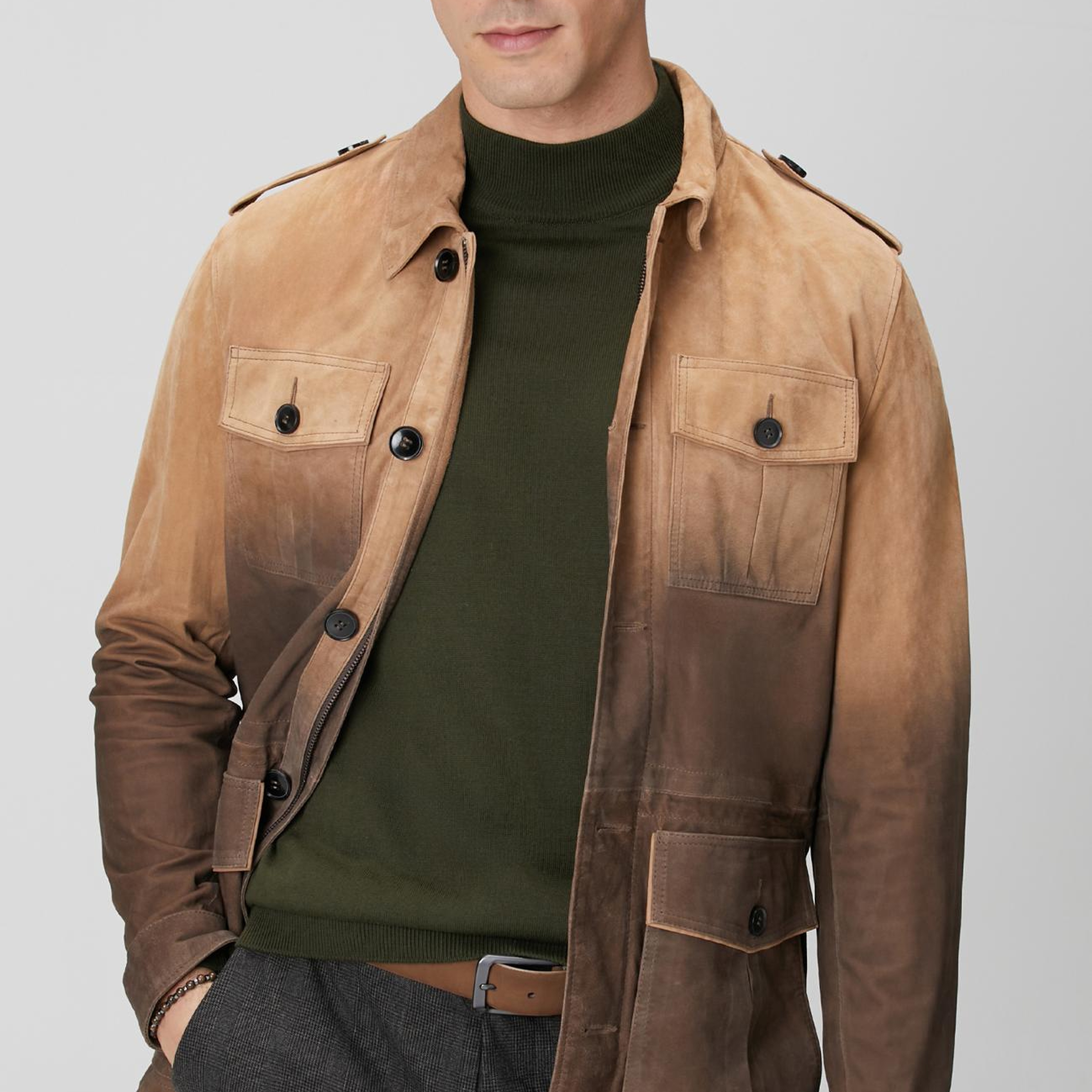 Network Erkek Camel Deri Coat Ceket