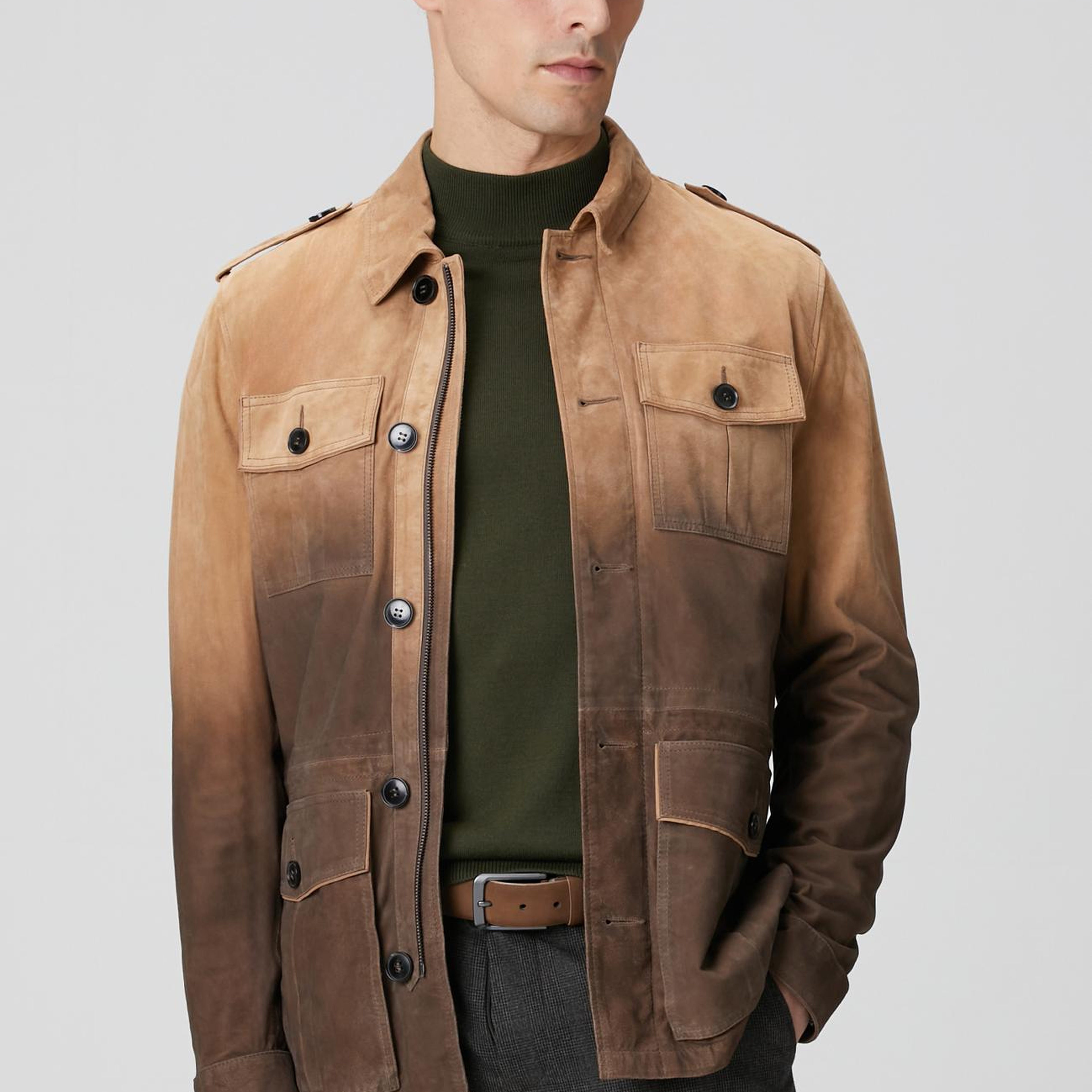 Network Erkek Camel Deri Coat Ceket