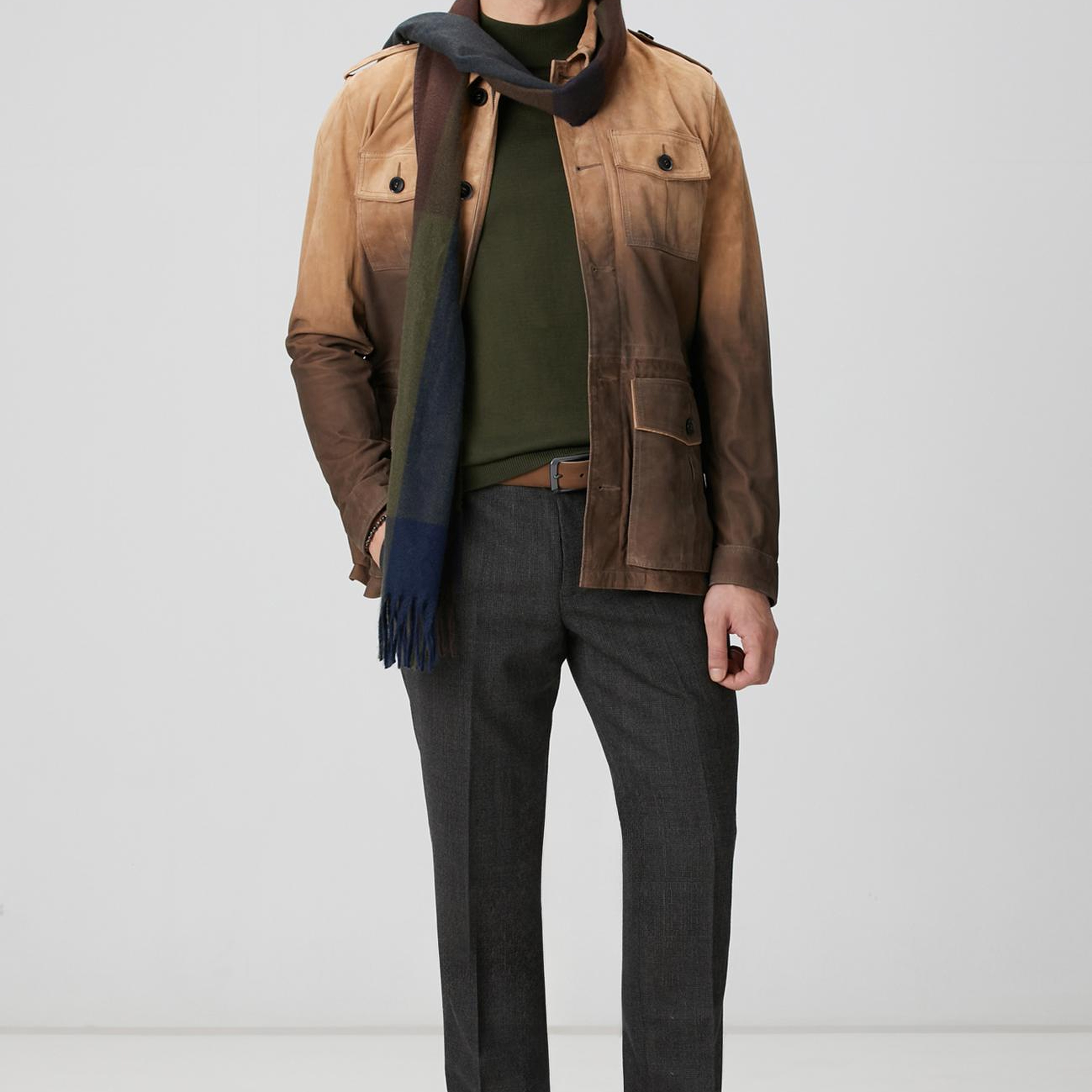 Network Erkek Camel Deri Coat Ceket
