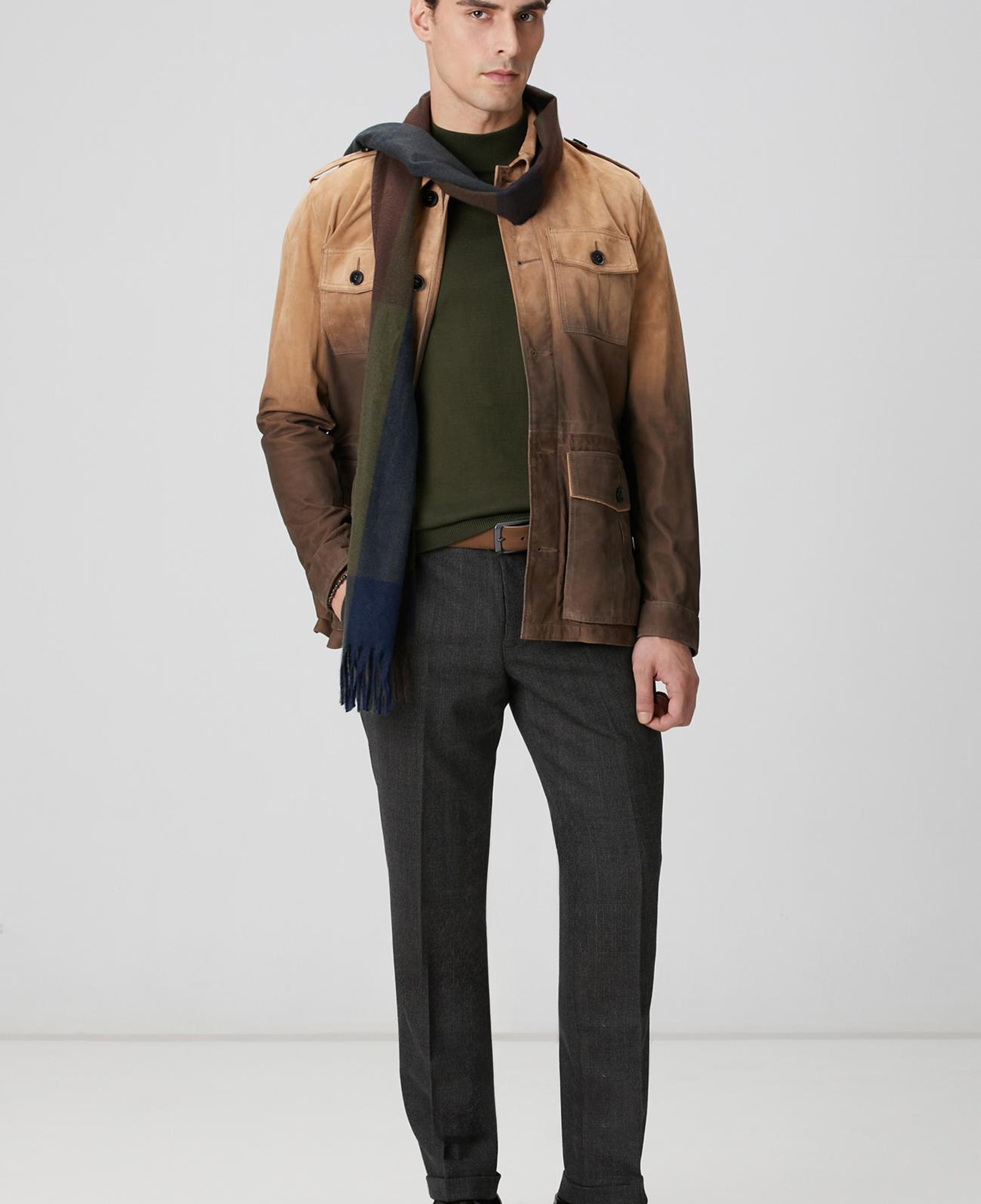 Network Erkek Camel Deri Coat Ceket