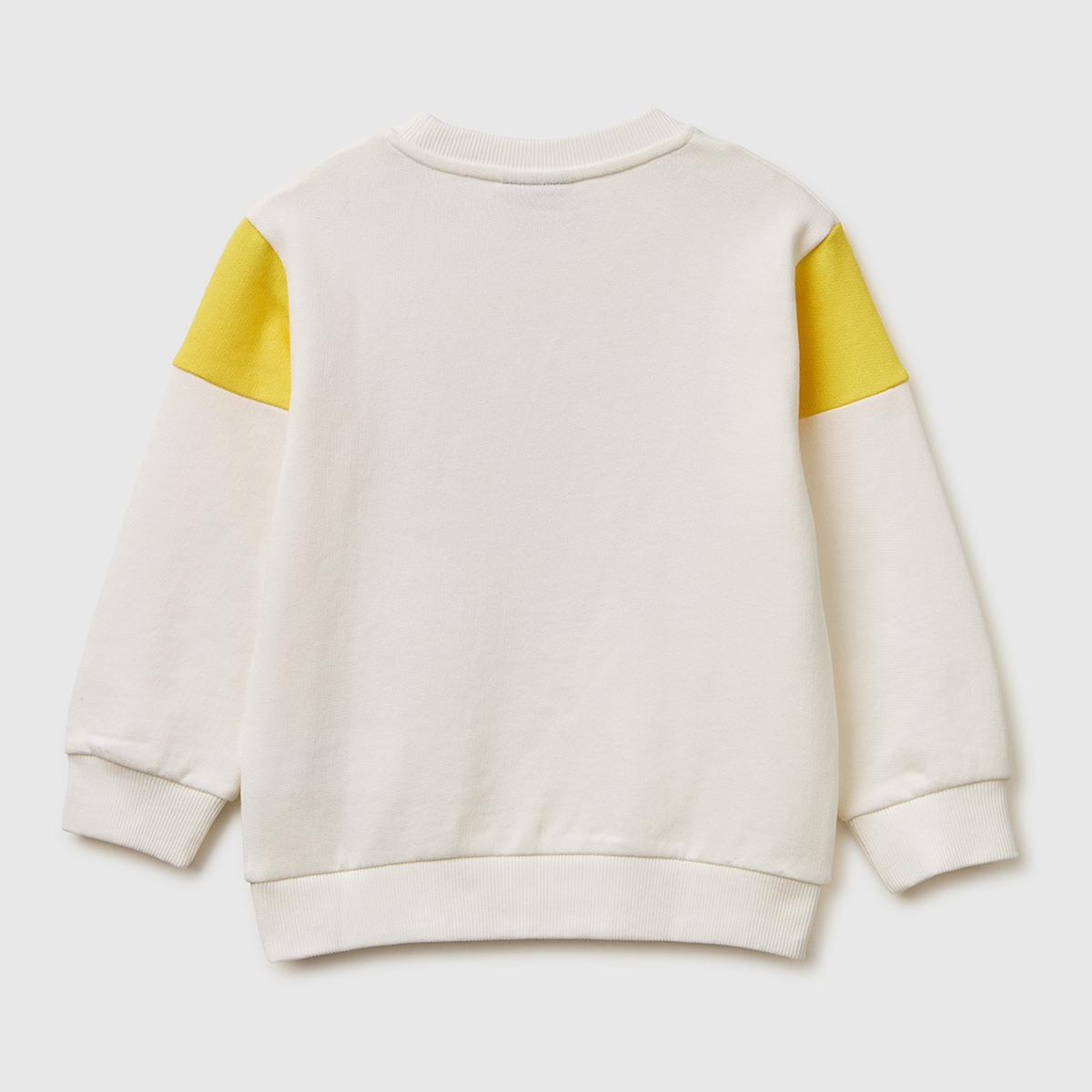 Erkek Çocuk Beyaz Çok Renkli Baskılı Kol Detaylı Bisiklet Yaka Sweatshirt