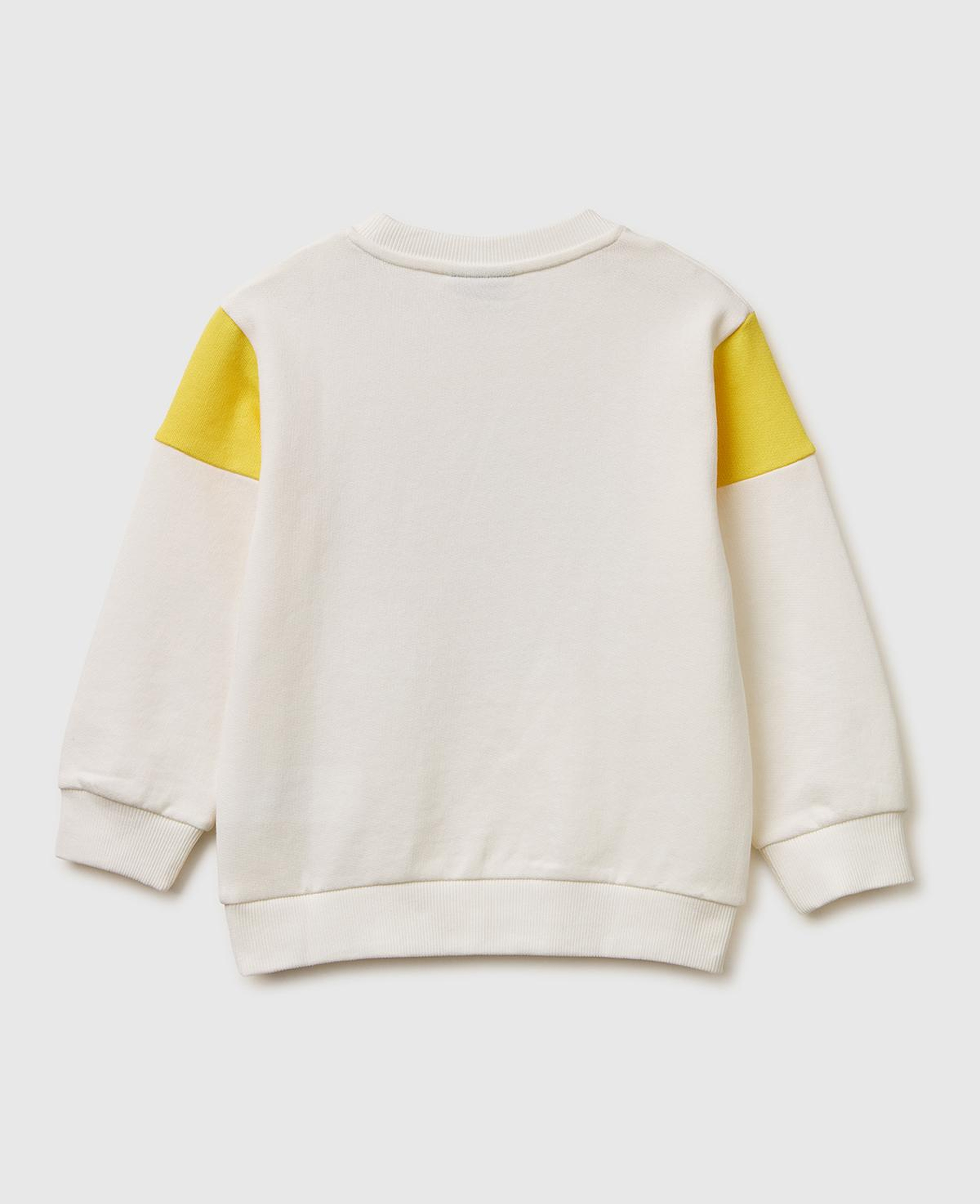 Erkek Çocuk Beyaz Çok Renkli Baskılı Kol Detaylı Bisiklet Yaka Sweatshirt