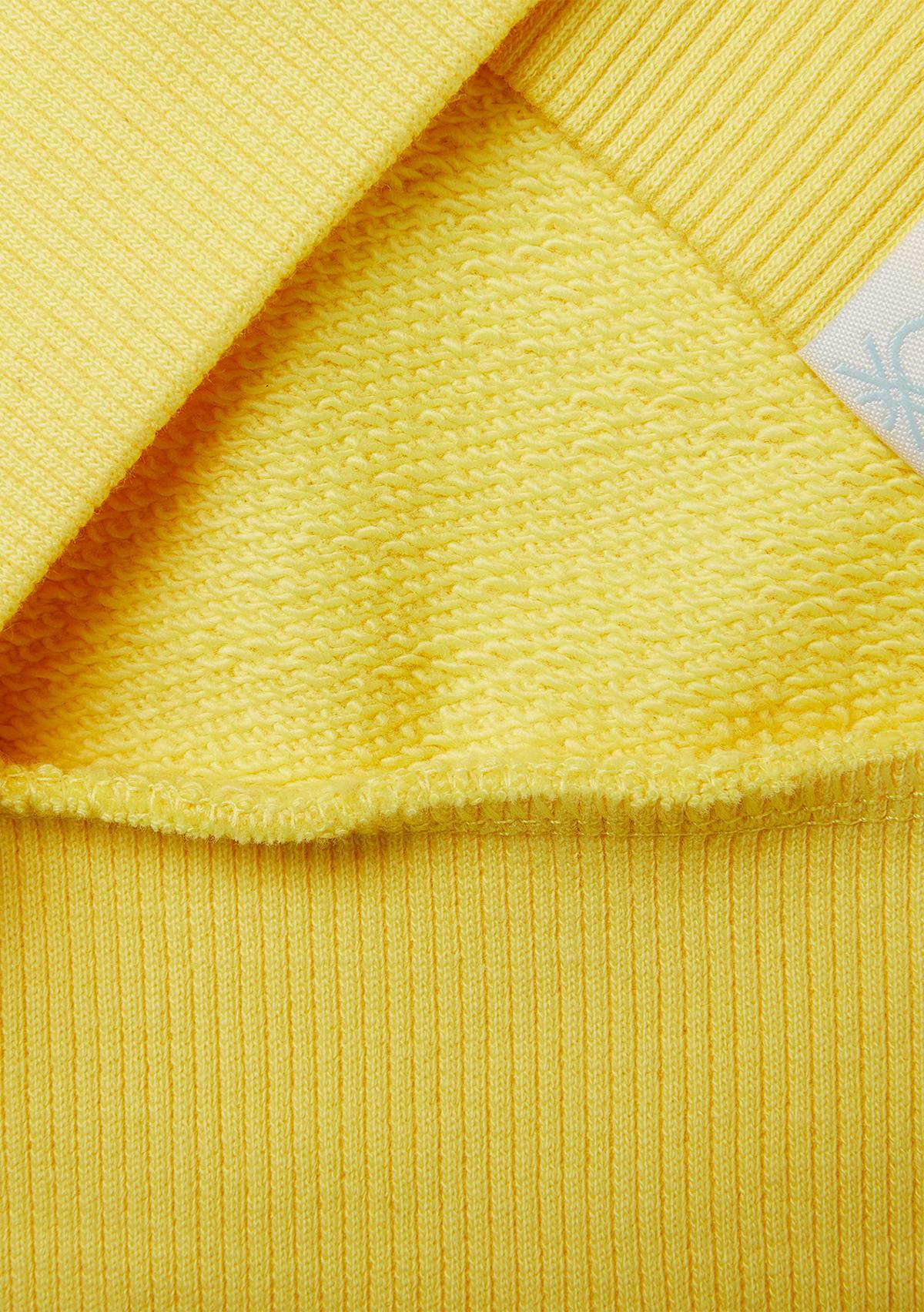 Erkek Çocuk Sarı Çok Renkli Baskılı Kol Detaylı Bisiklet Yaka Sweatshirt