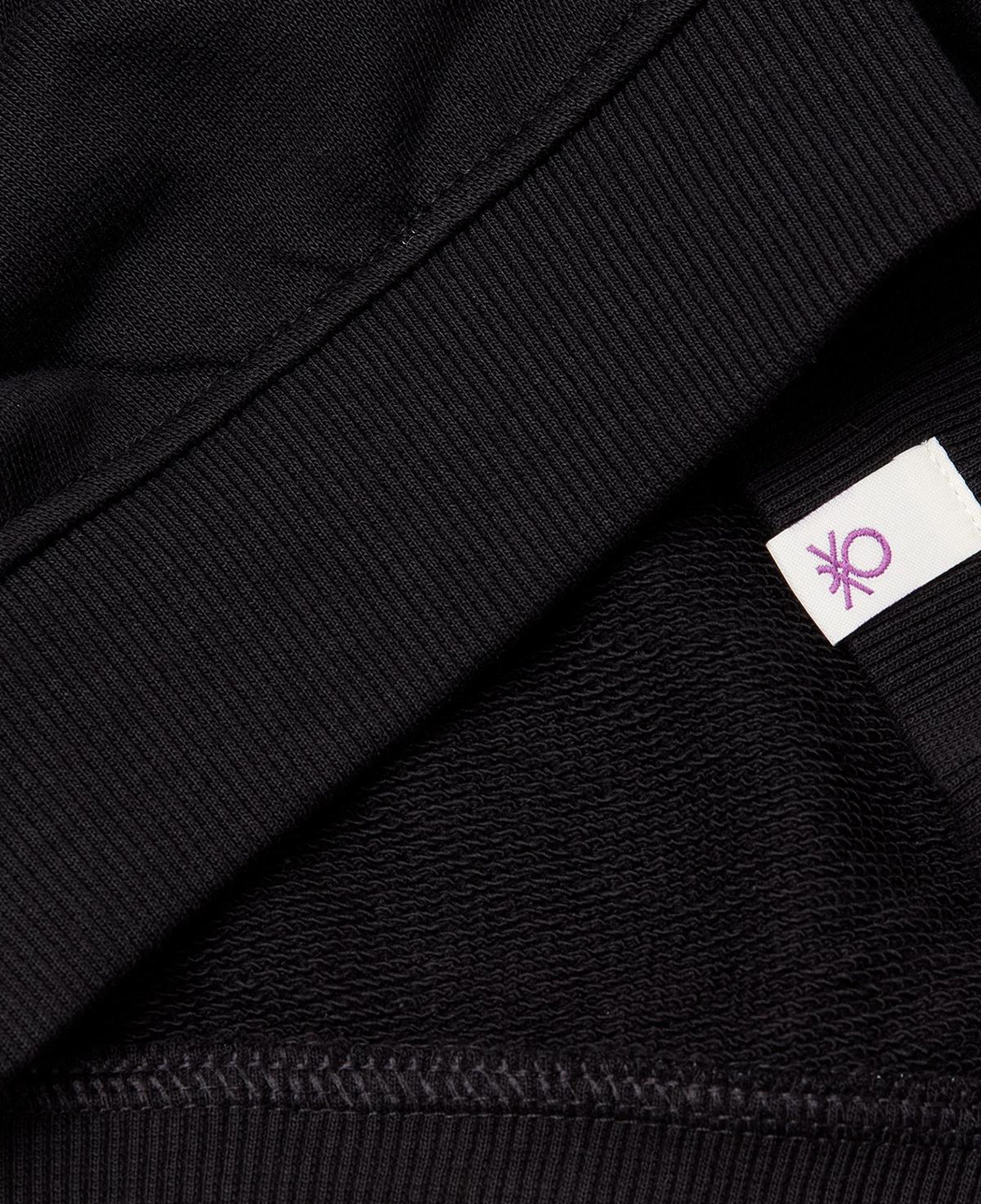 Kız Çocuk Siyah Önü ve Arkası Baskılı Etek Ucu Logolu Bisiklet Yaka Sweatshirt
