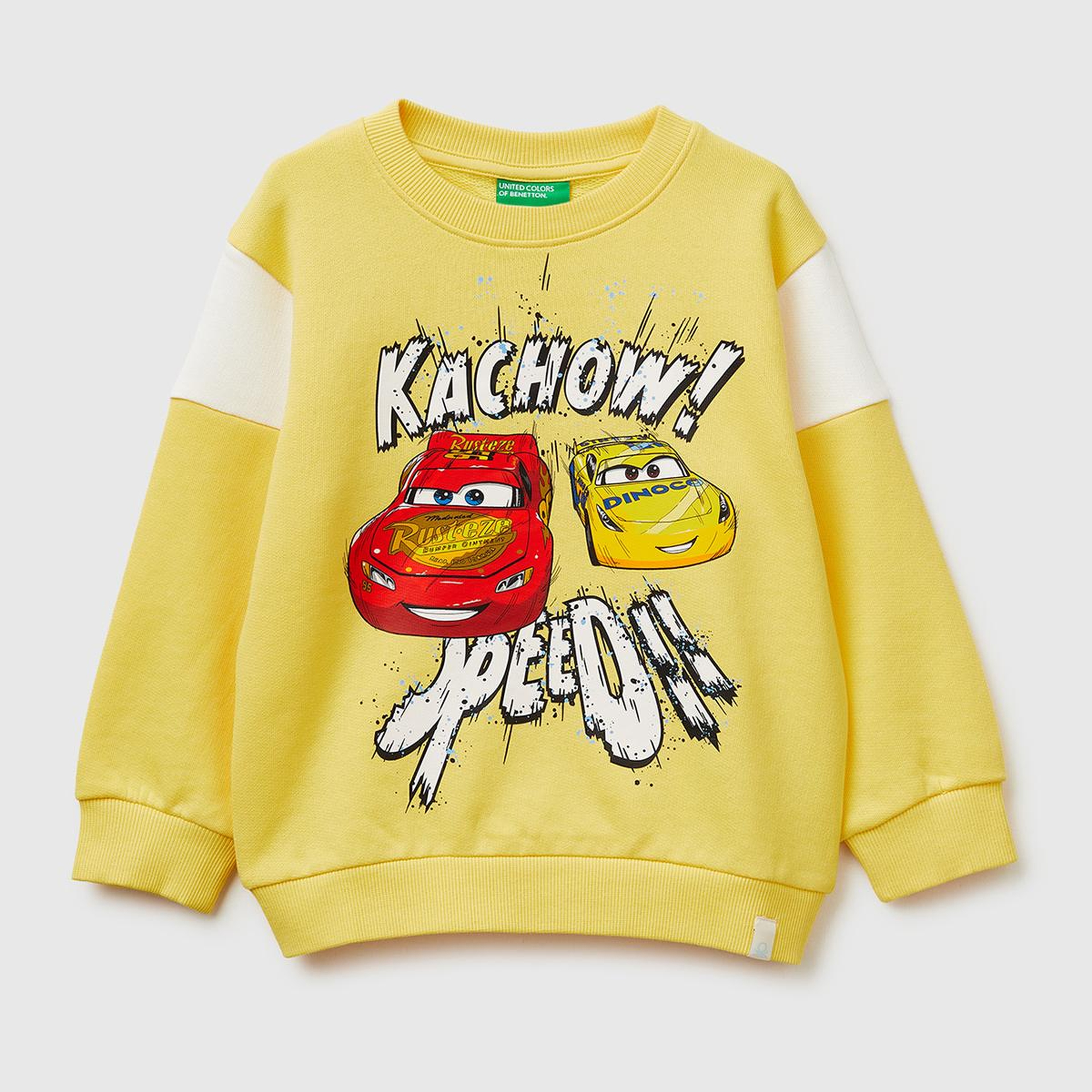 Erkek Çocuk Sarı Çok Renkli Baskılı Kol Detaylı Bisiklet Yaka Sweatshirt