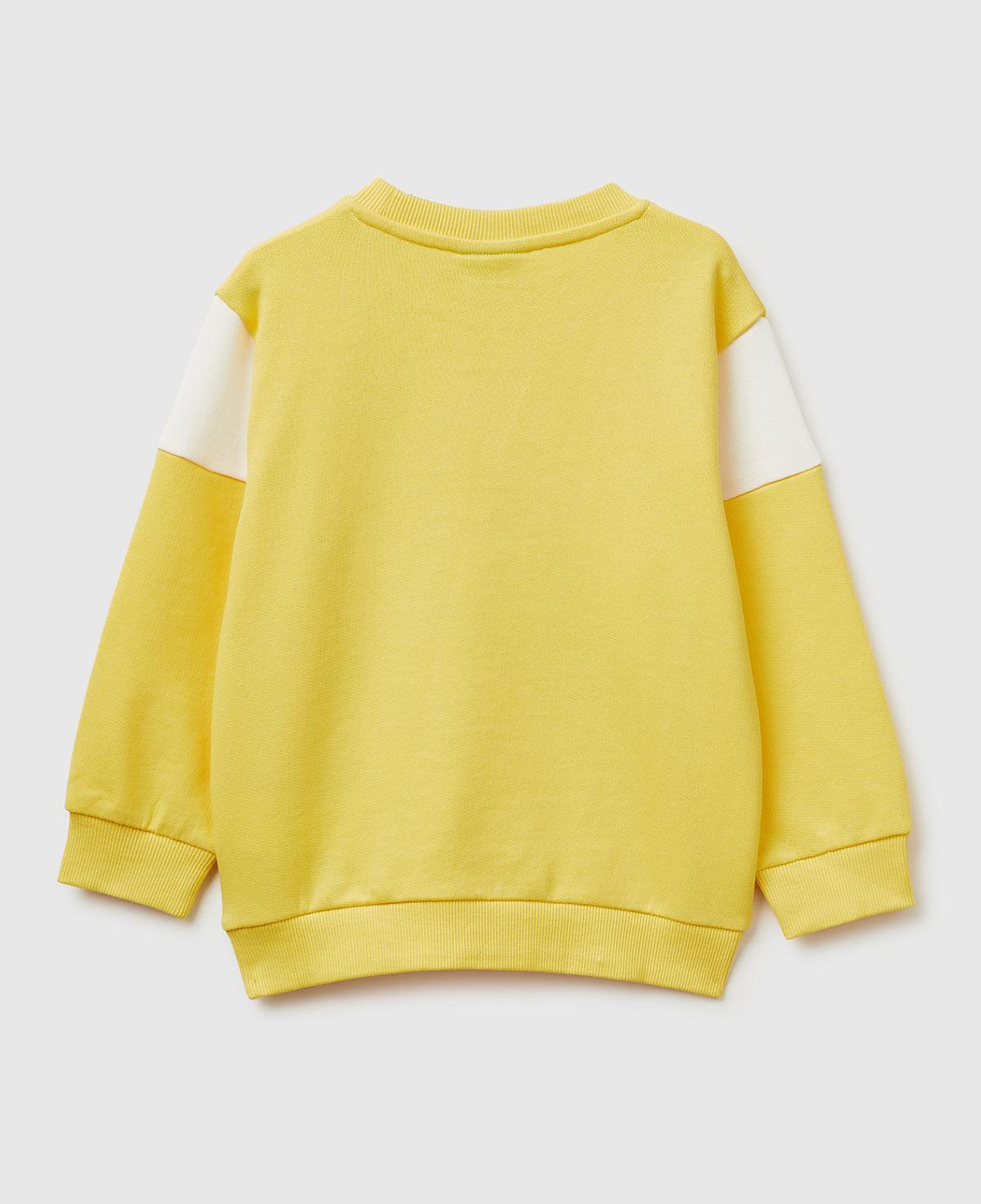 Erkek Çocuk Sarı Çok Renkli Baskılı Kol Detaylı Bisiklet Yaka Sweatshirt