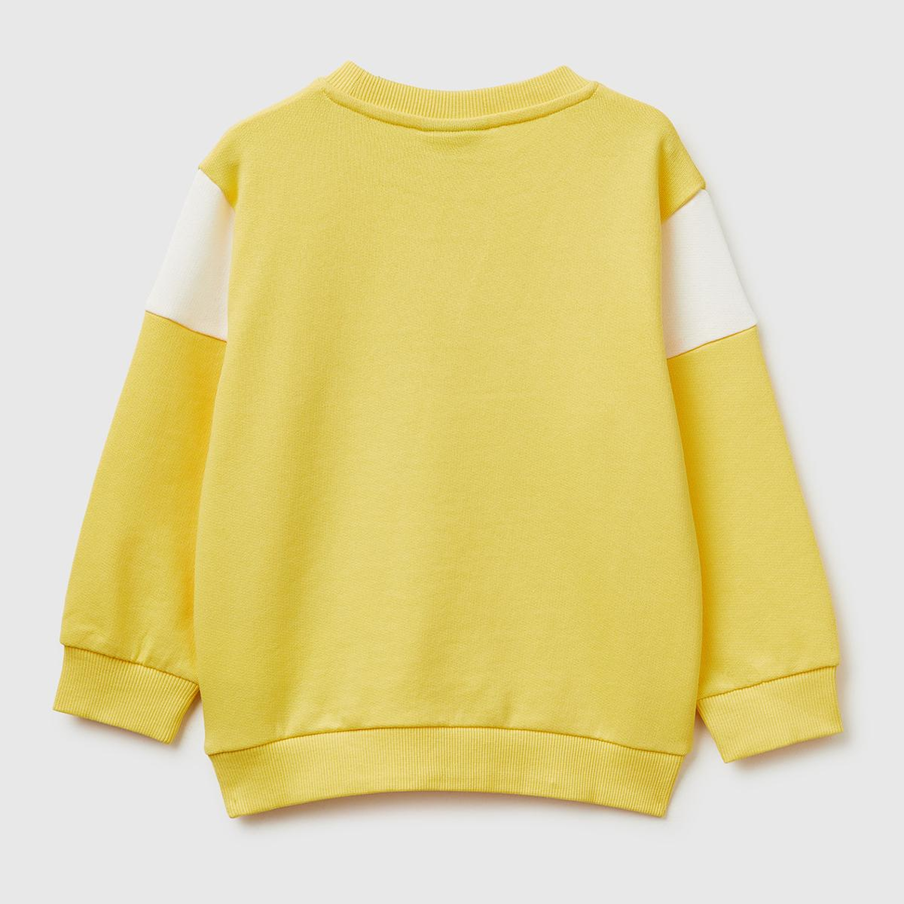 Erkek Çocuk Sarı Çok Renkli Baskılı Kol Detaylı Bisiklet Yaka Sweatshirt