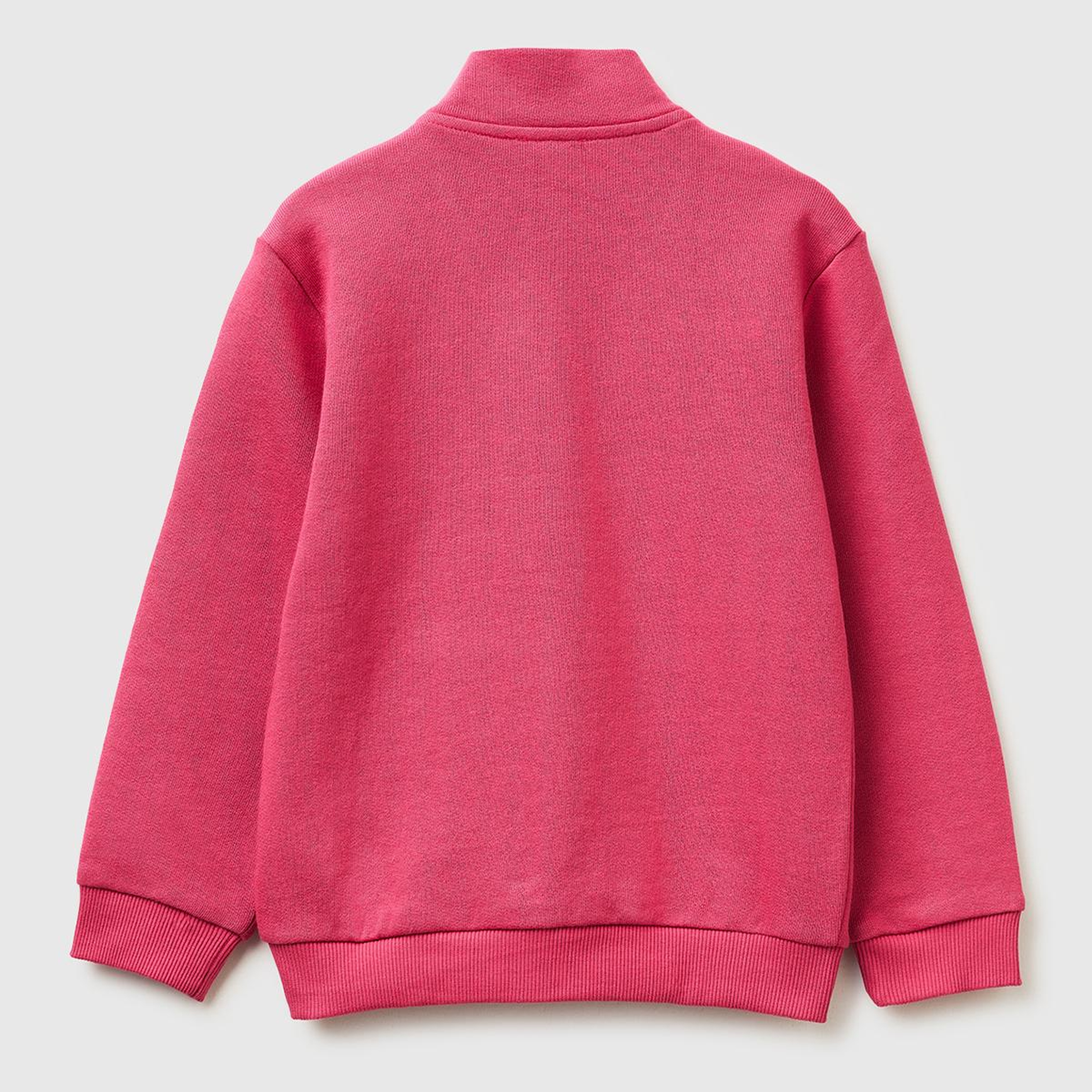 Kız Çocuk Koyu Pembe Simli Grafik Baskılı Logolu Cepli Fermuarlı Sweatshirt