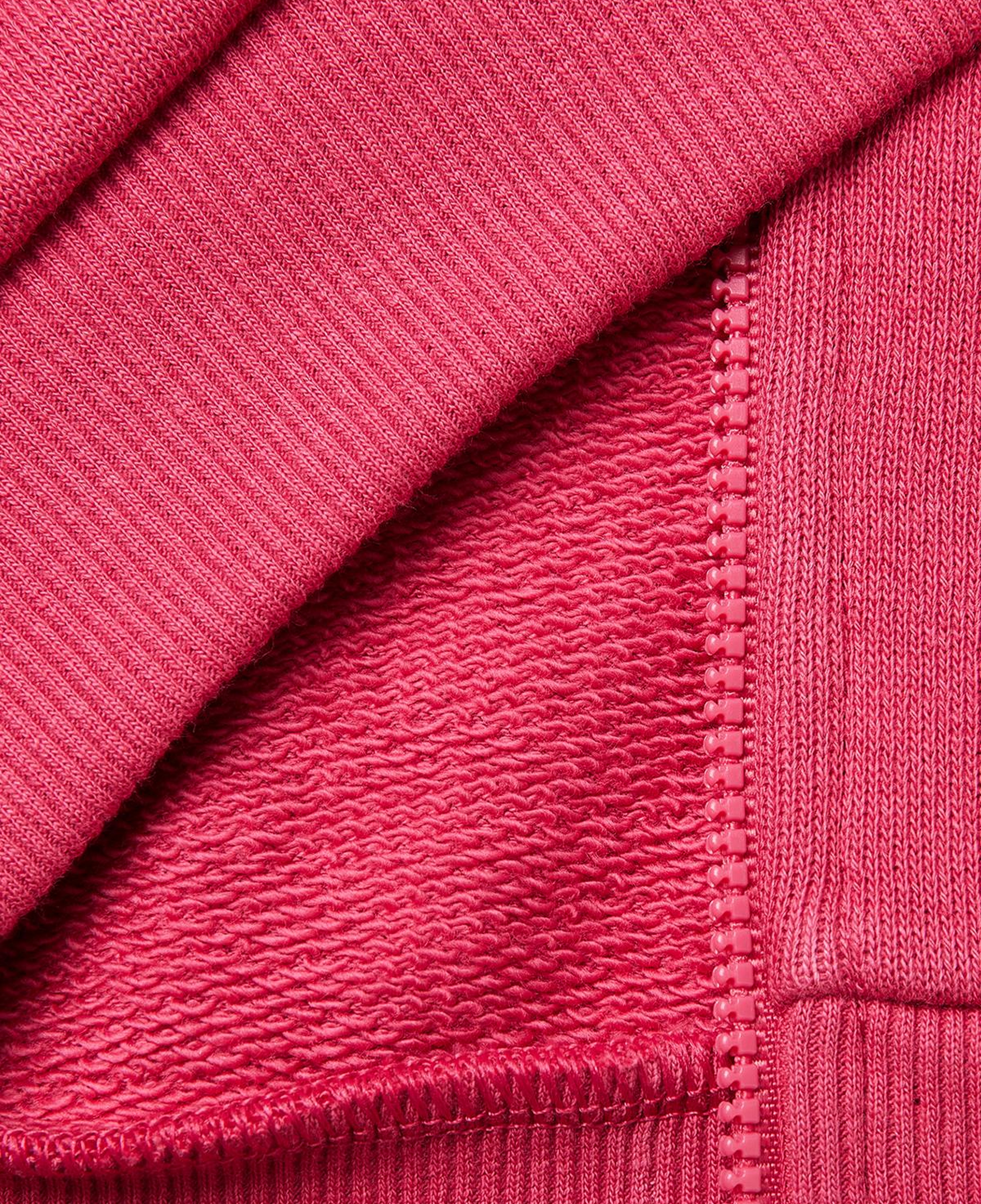 Kız Çocuk Koyu Pembe Simli Grafik Baskılı Logolu Cepli Fermuarlı Sweatshirt