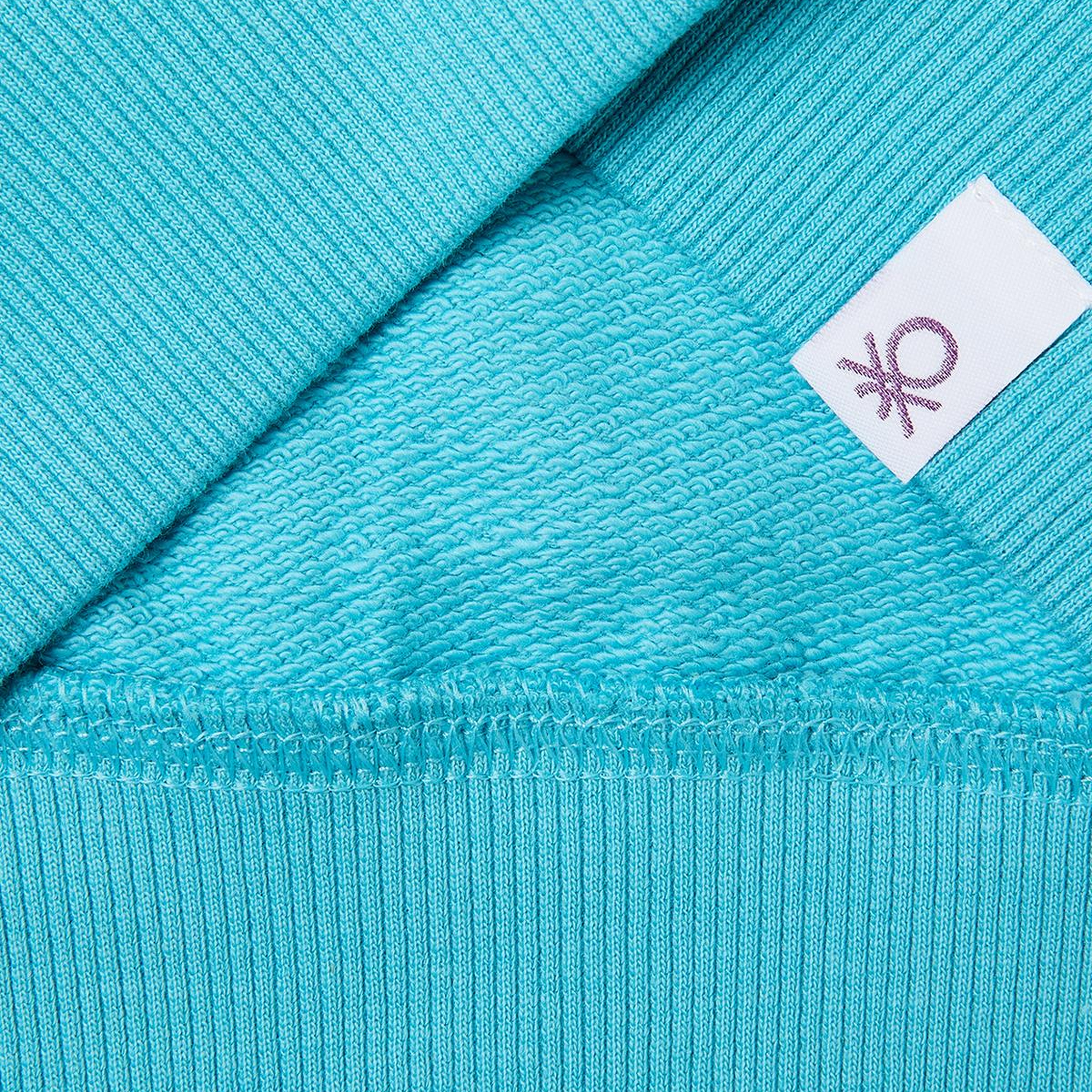 Erkek Çocuk Açık Mavi Önü ve Arkası Baskılı Etek Ucu Logolu Bisiklet Yaka Sweatshirt