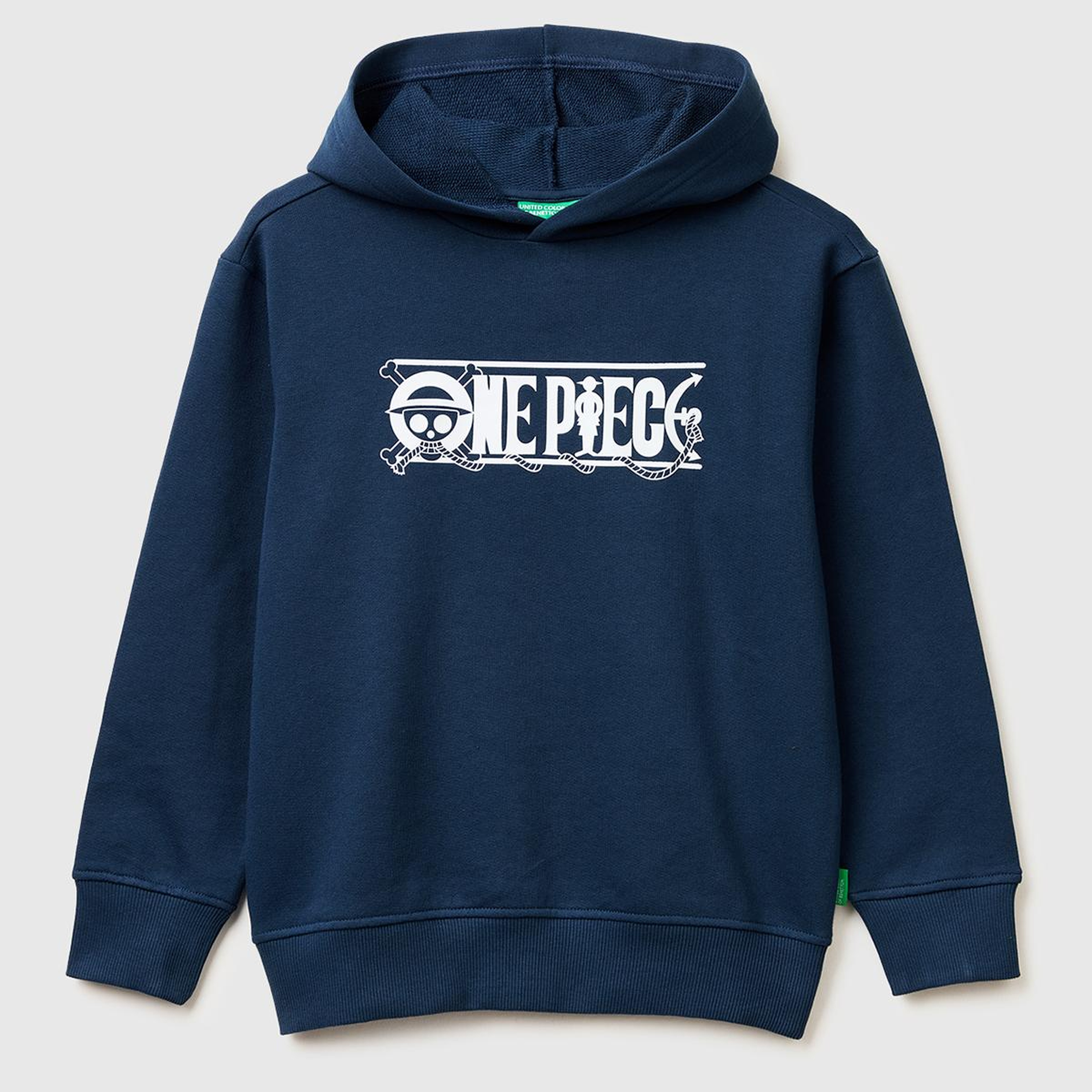 Erkek Çocuk Koyu Lacivert Önü ve Arkası One Piece Baskılı Kapüşonlu Sweatshirt