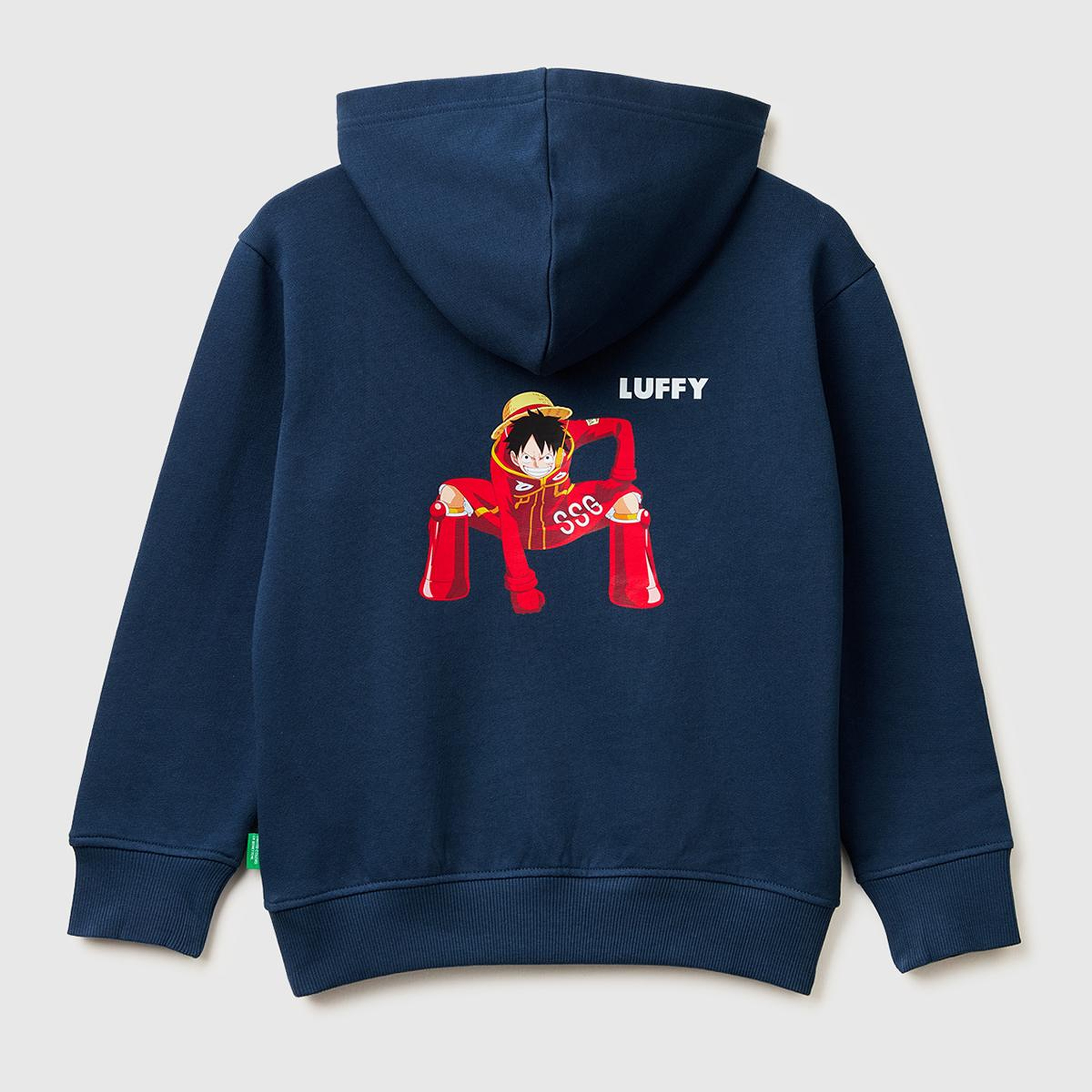 Erkek Çocuk Koyu Lacivert Önü ve Arkası One Piece Baskılı Kapüşonlu Sweatshirt