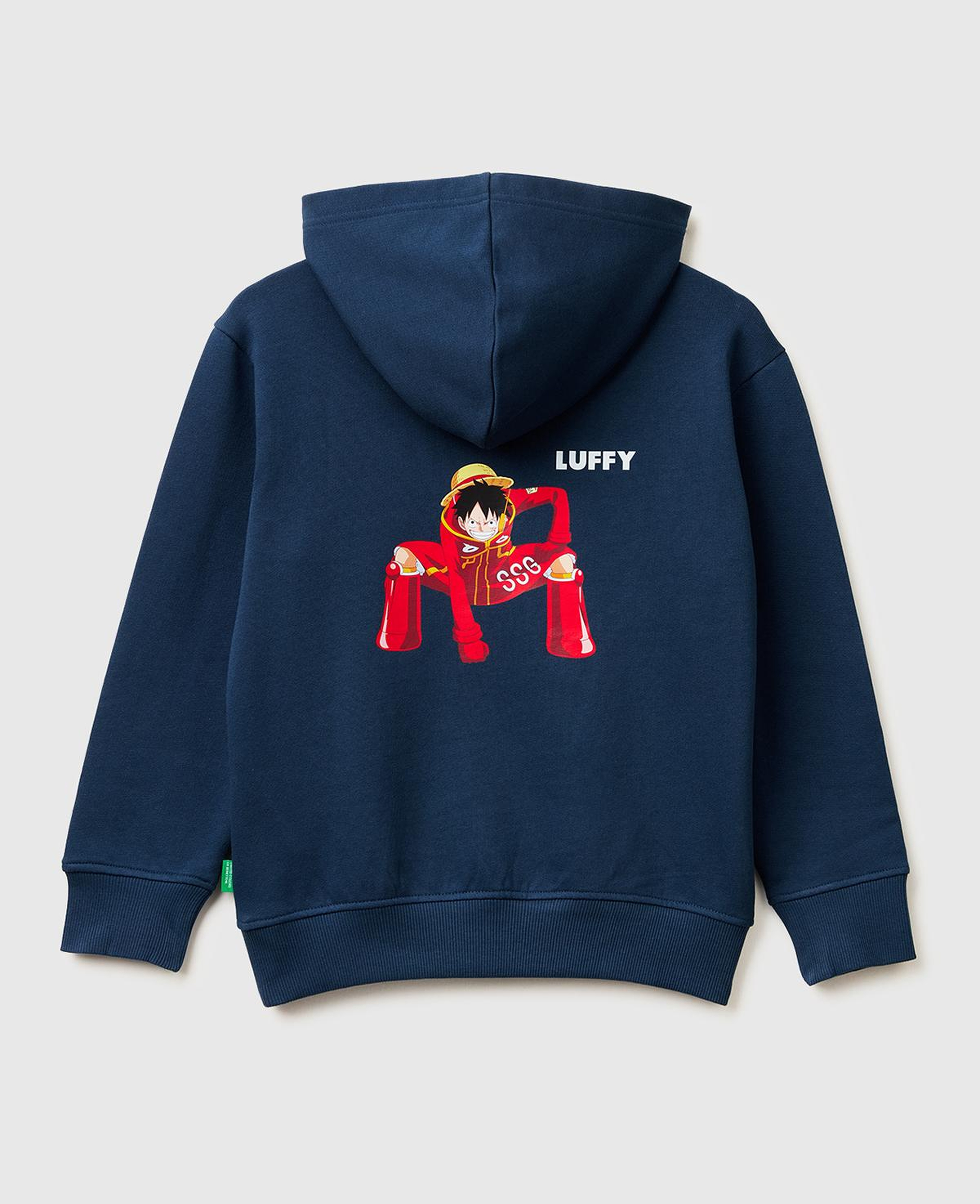 Erkek Çocuk Koyu Lacivert Önü ve Arkası One Piece Baskılı Kapüşonlu Sweatshirt