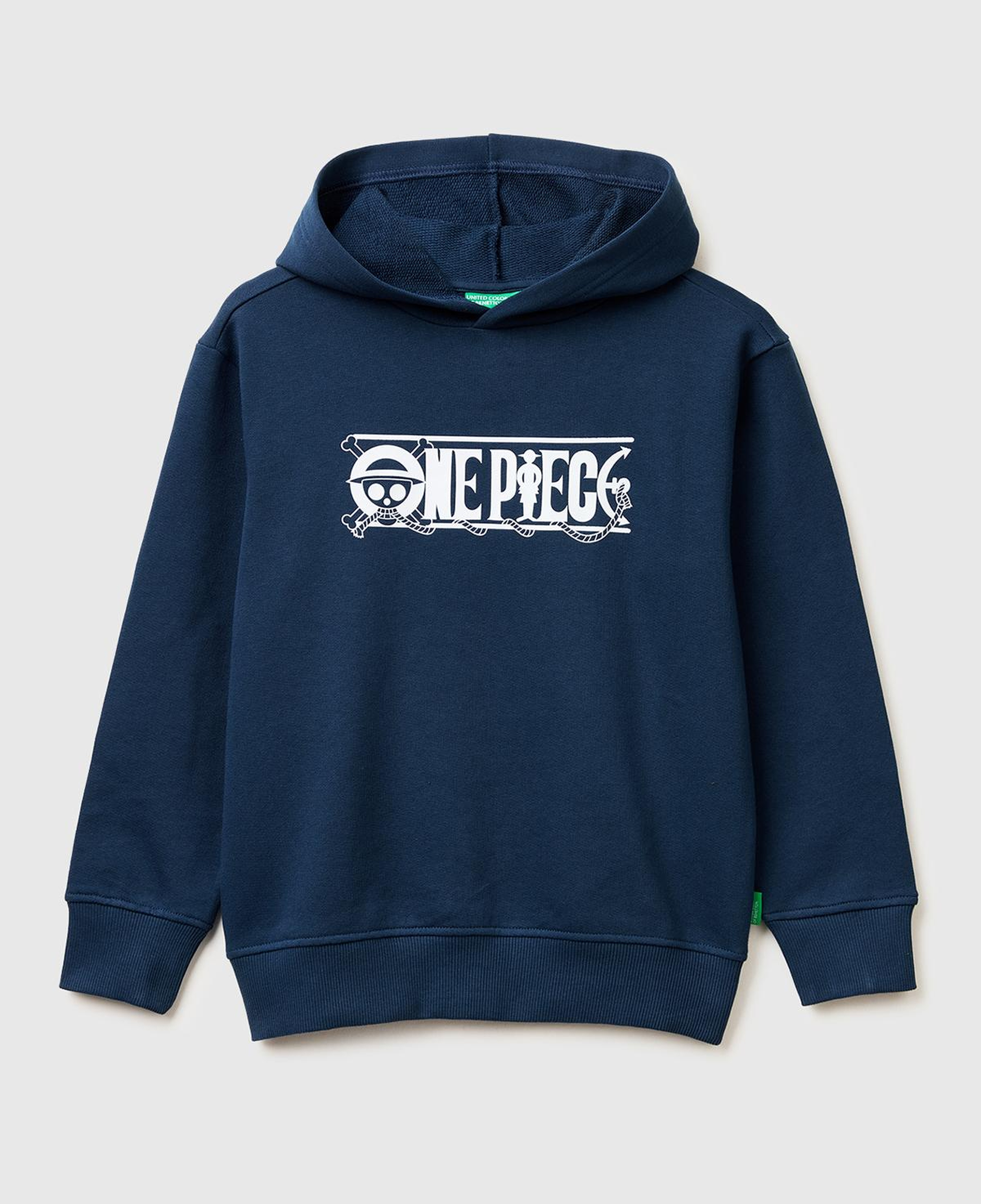 Erkek Çocuk Koyu Lacivert Önü ve Arkası One Piece Baskılı Kapüşonlu Sweatshirt