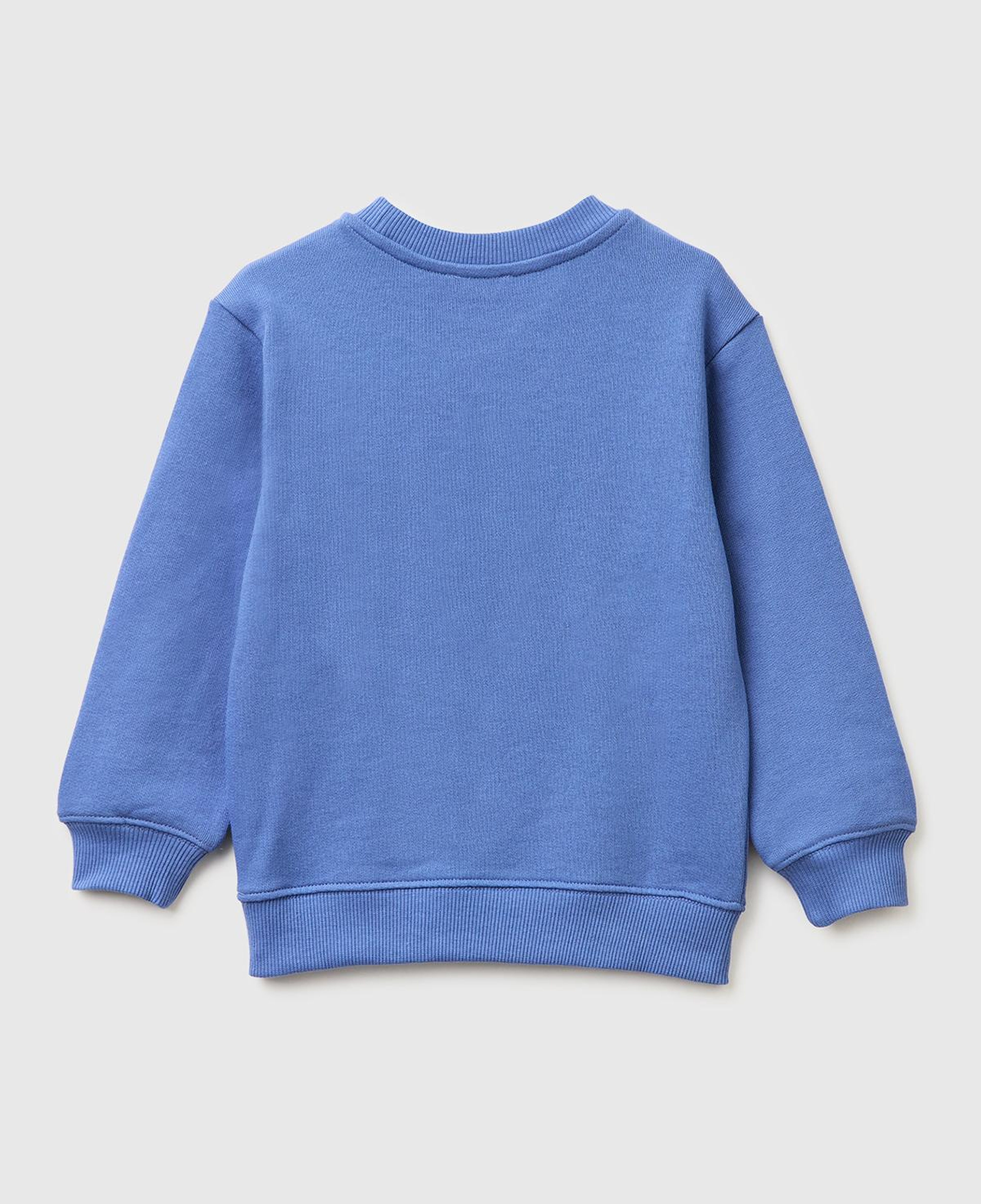 Erkek Çocuk Havacı Mavi Önü Logo Baskılı Yuvarlak Yaka Sweatshirt
