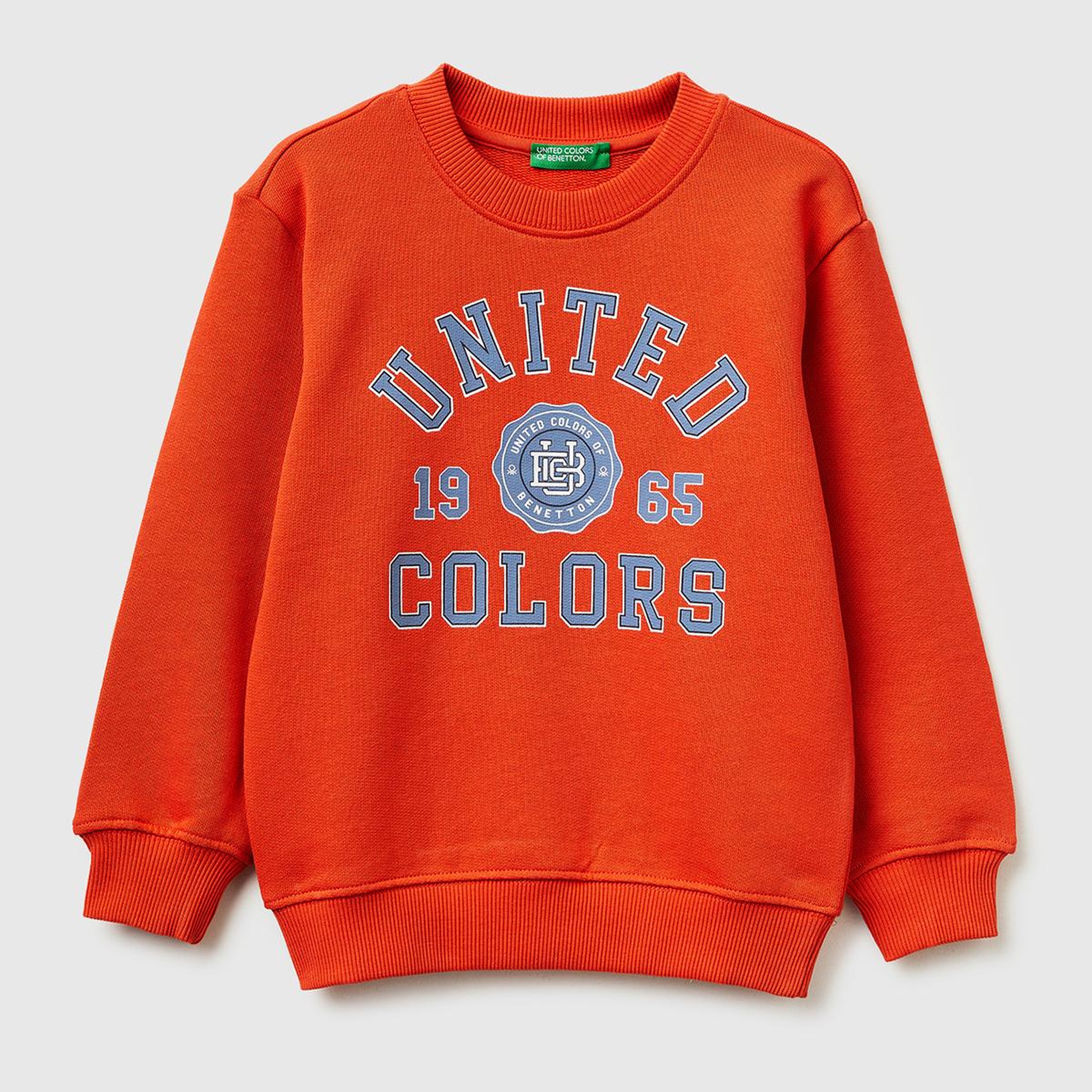 Erkek Çocuk Kırmızı Önü Logo Baskılı Yuvarlak Yaka Sweatshirt
