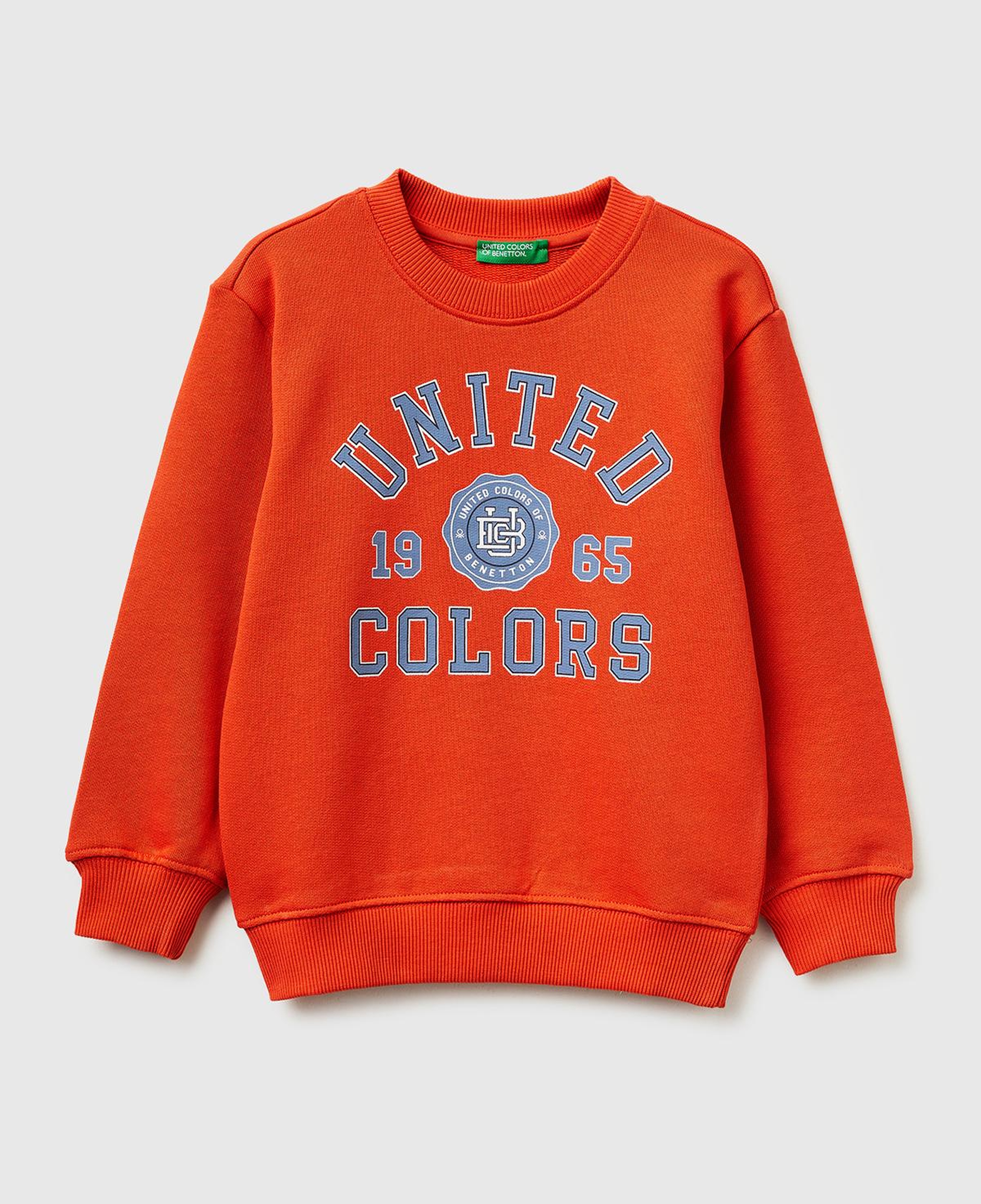 Erkek Çocuk Kırmızı Önü Logo Baskılı Yuvarlak Yaka Sweatshirt