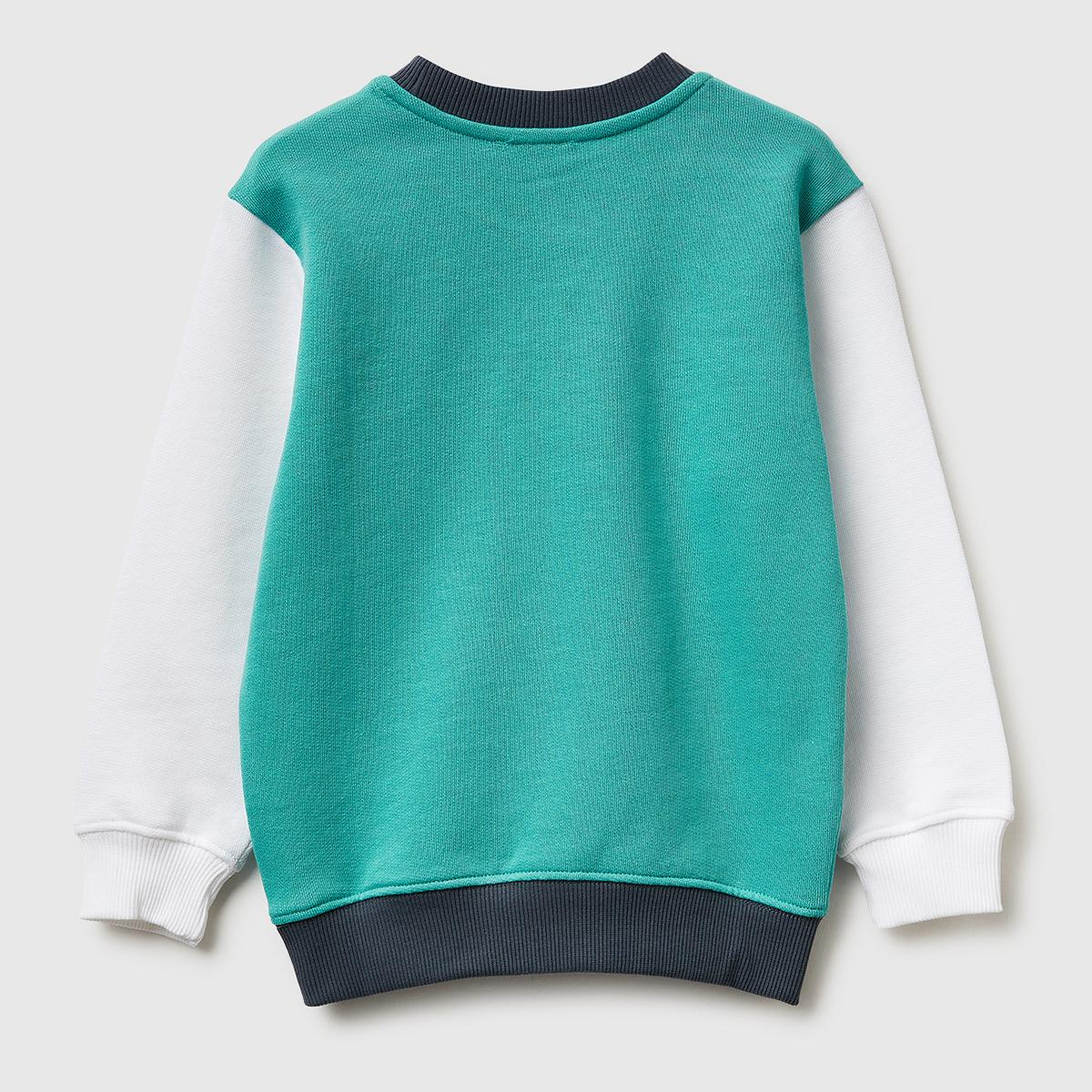 Erkek Çocuk Turkuaz Mix Önü Logo Baskılı Yuvarlak Yaka Sweatshirt