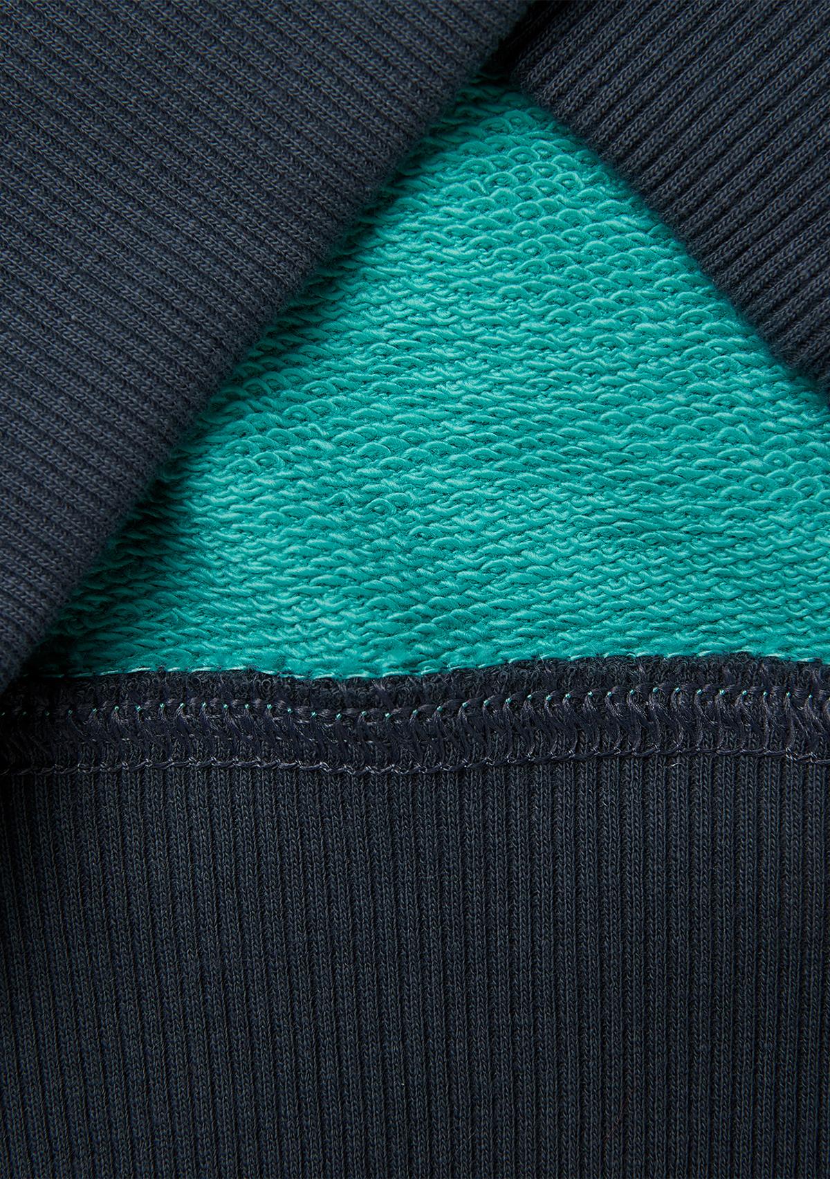 Erkek Çocuk Turkuaz Mix Önü Logo Baskılı Yuvarlak Yaka Sweatshirt