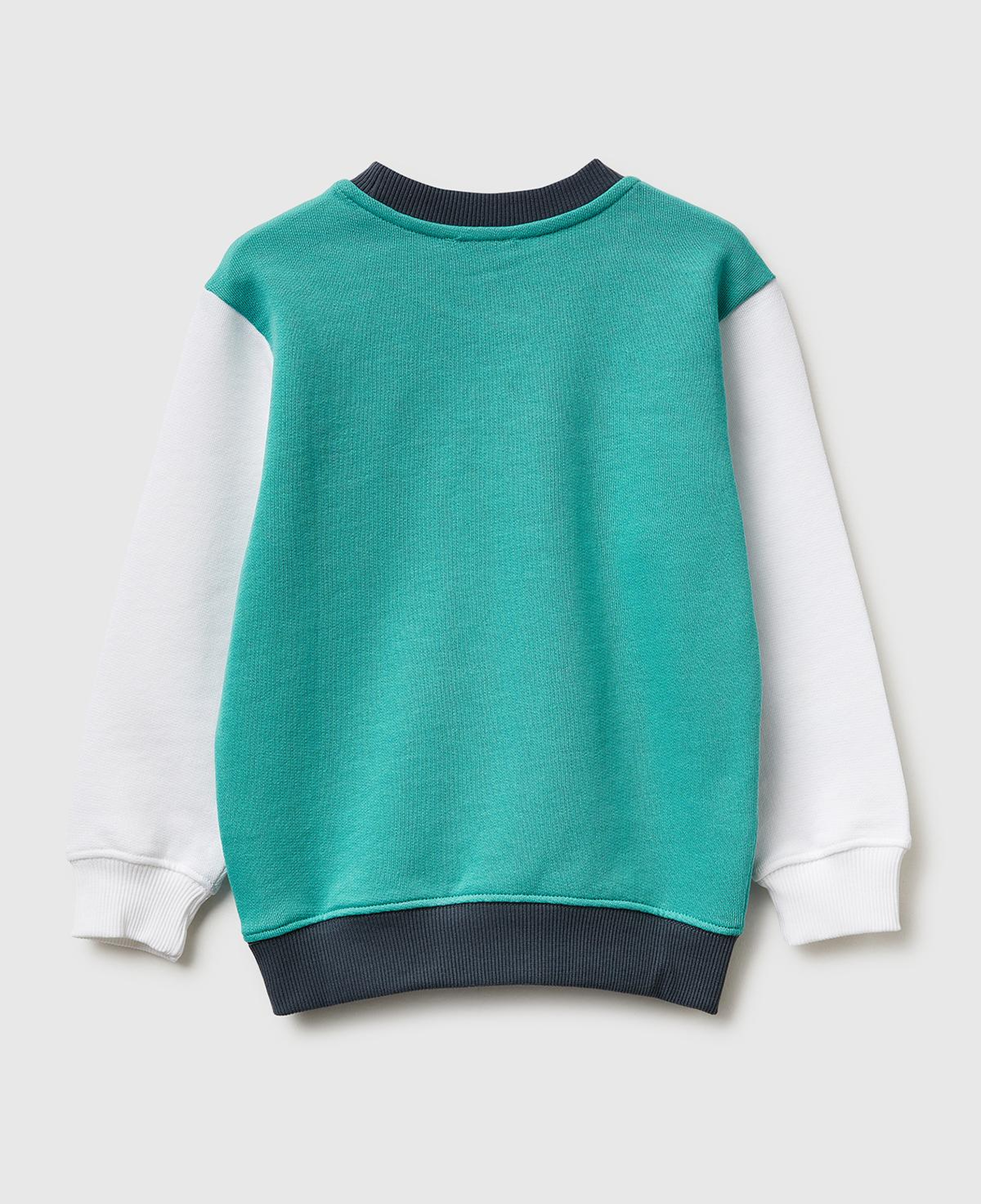 Erkek Çocuk Turkuaz Mix Önü Logo Baskılı Yuvarlak Yaka Sweatshirt
