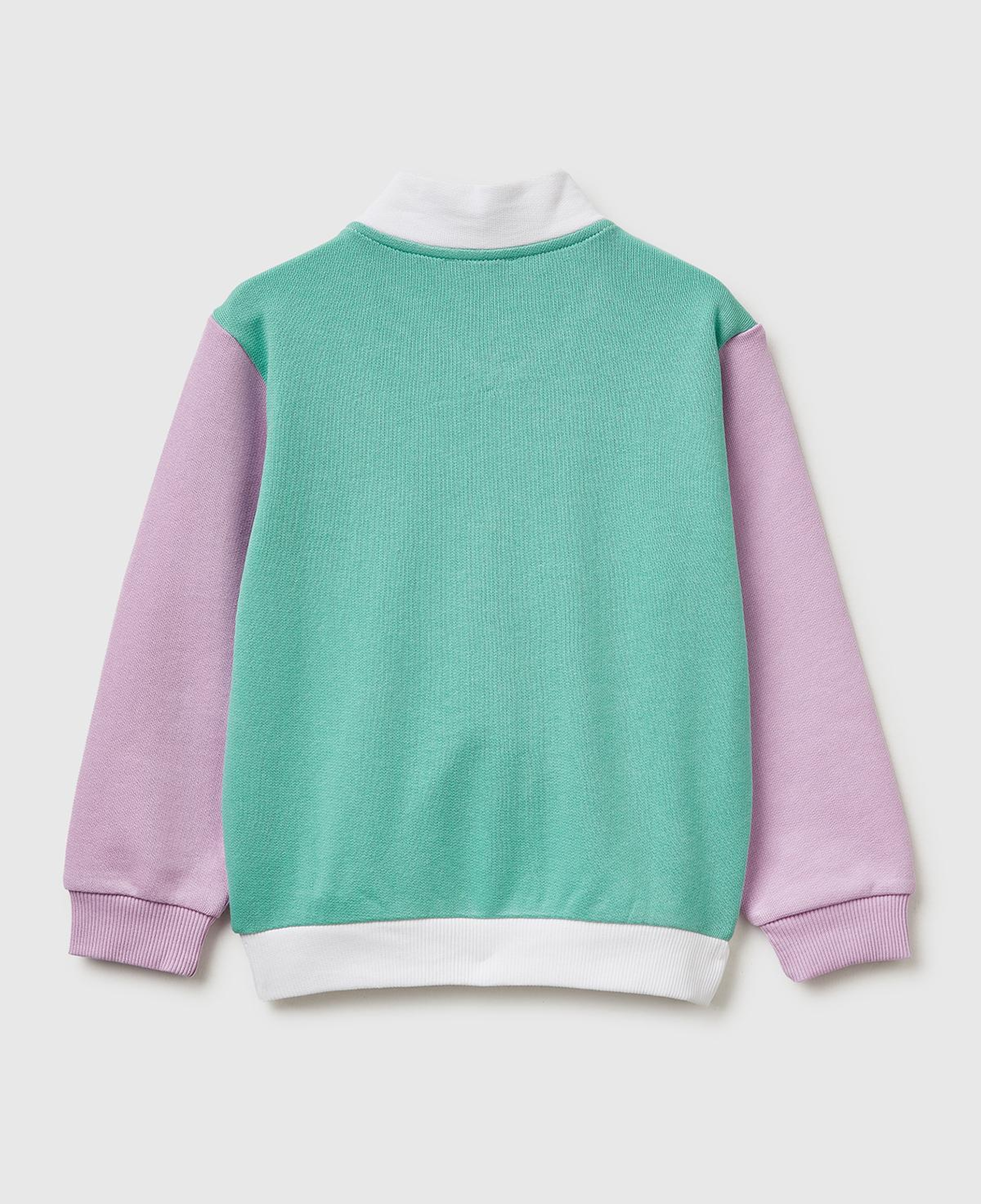 Kız Çocuk Beyaz Mix Simli Grafik Baskılı Logolu Cepli Fermuarlı Sweatshirt