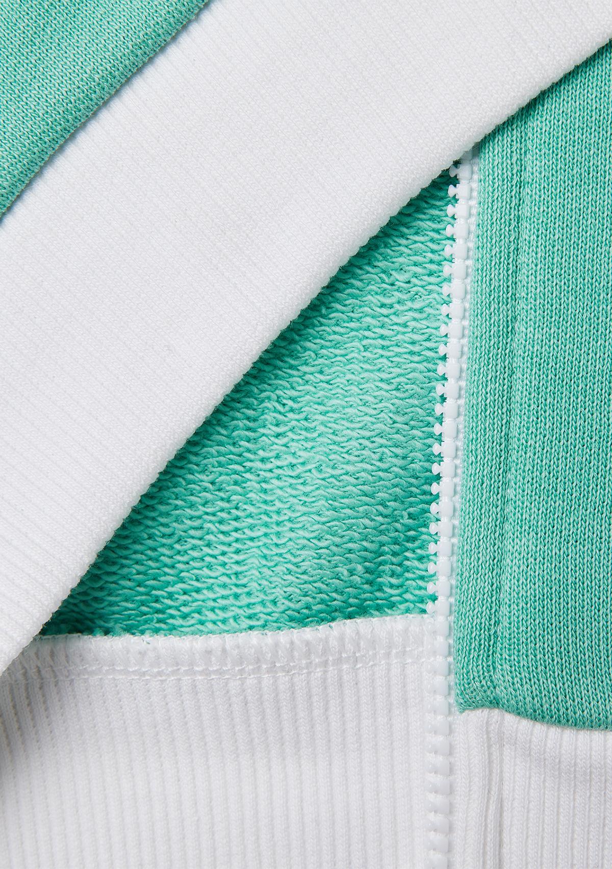 Kız Çocuk Beyaz Mix Simli Grafik Baskılı Logolu Cepli Fermuarlı Sweatshirt