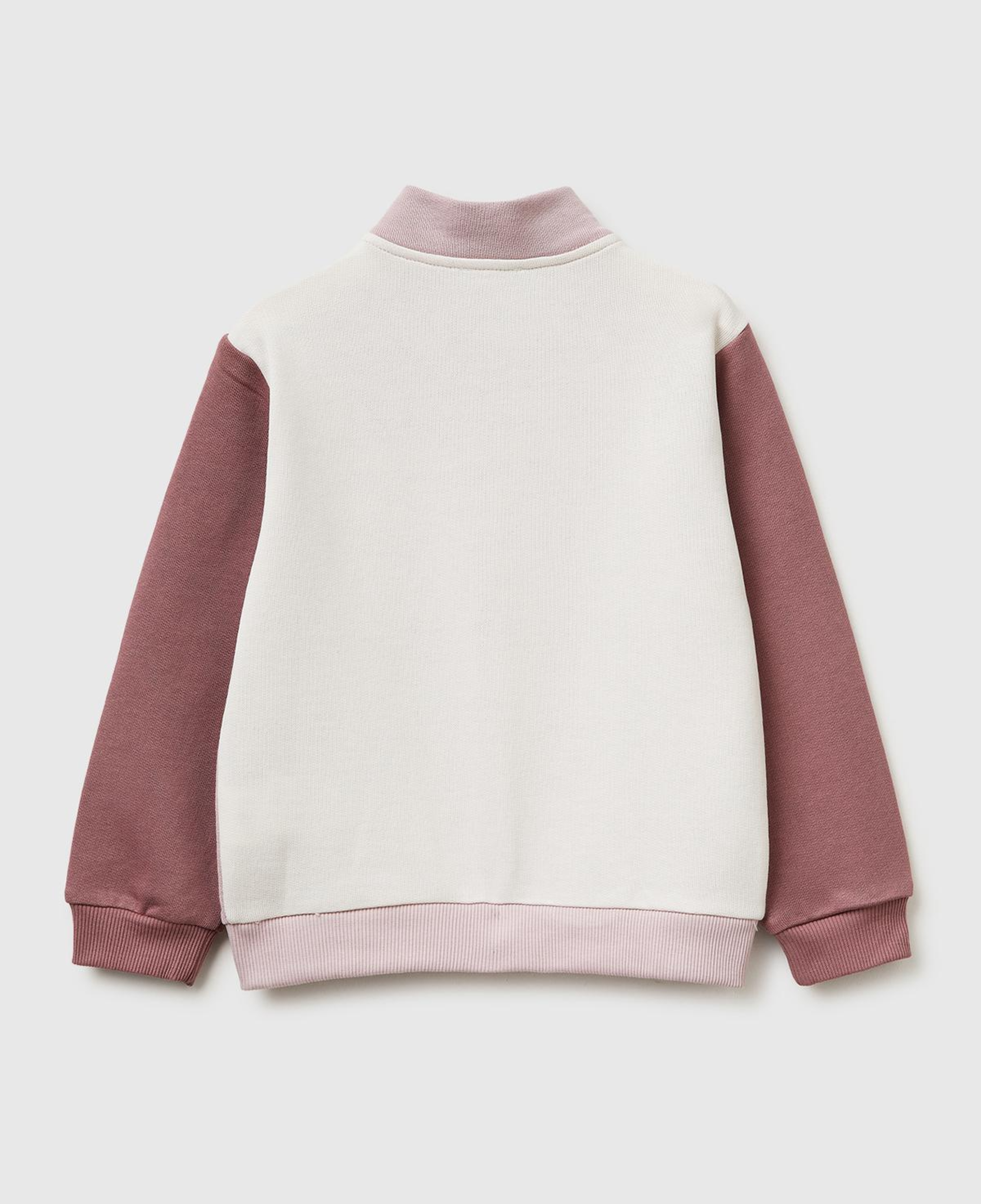 Kız Çocuk Gül Kurusu Simli Grafik Baskılı Logolu Cepli Fermuarlı Sweatshirt