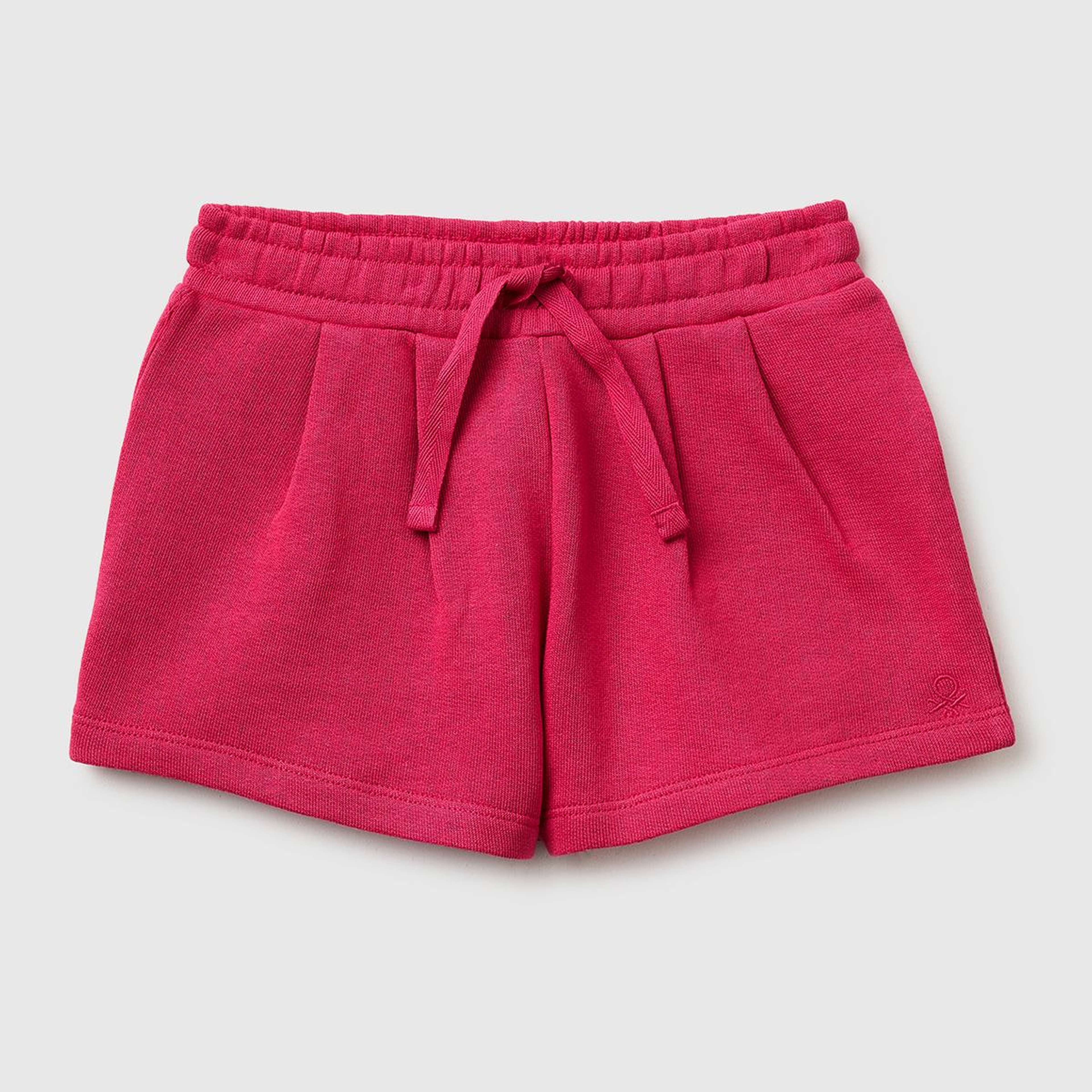 Kız Çocuk Koyu Pembe Logo İşlemeli Beli İpli Şort
