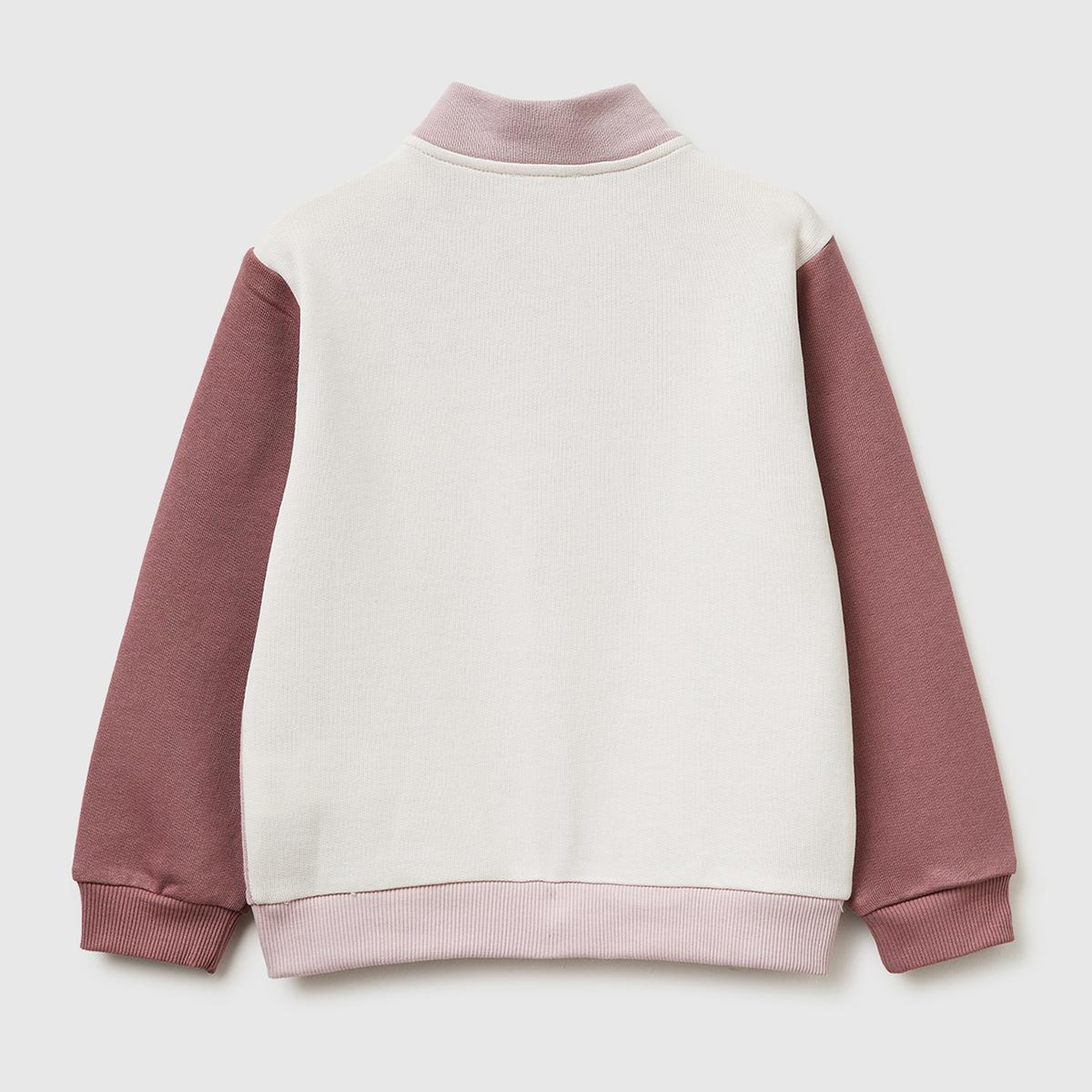 Kız Çocuk Gül Kurusu Simli Grafik Baskılı Logolu Cepli Fermuarlı Sweatshirt