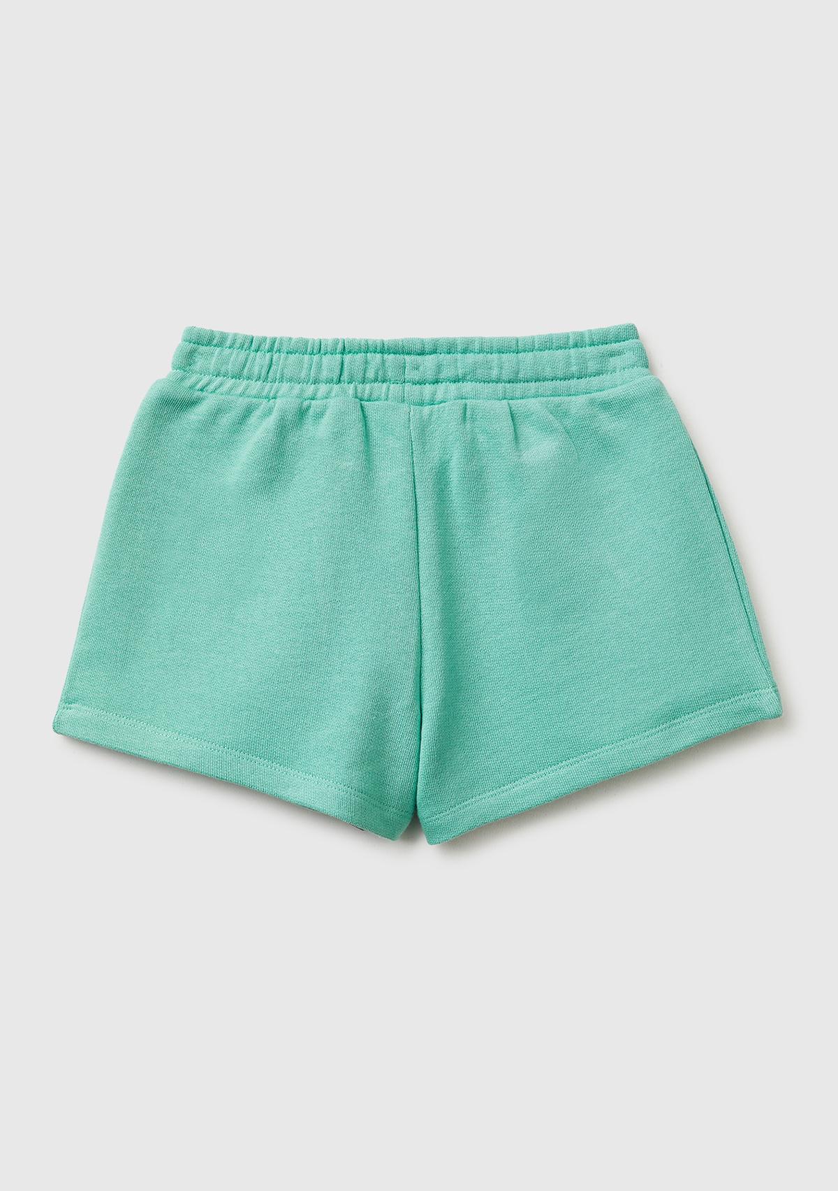 Kız Çocuk Mint Logo İşlemeli Beli İpli Şort