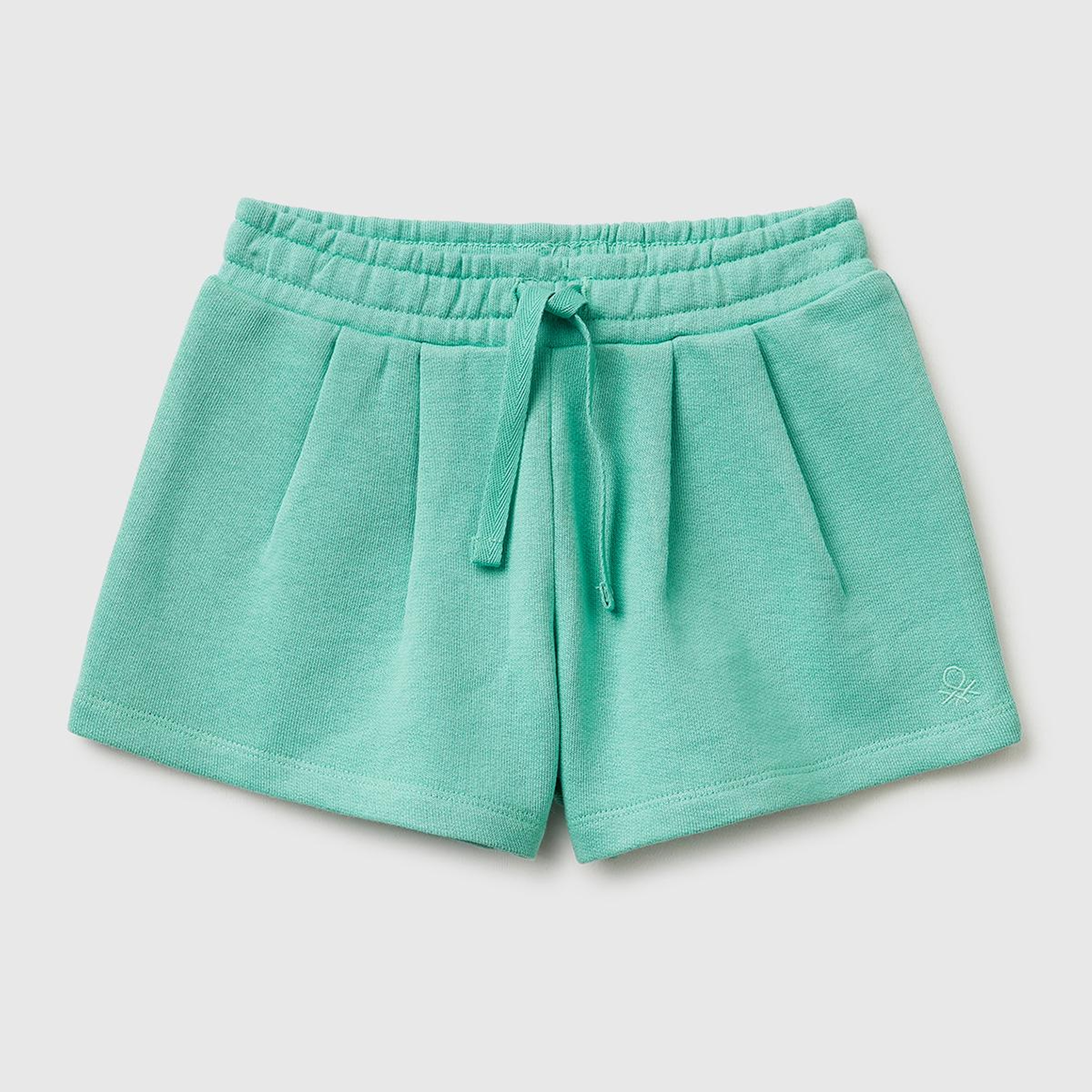 Kız Çocuk Mint Logo İşlemeli Beli İpli Şort