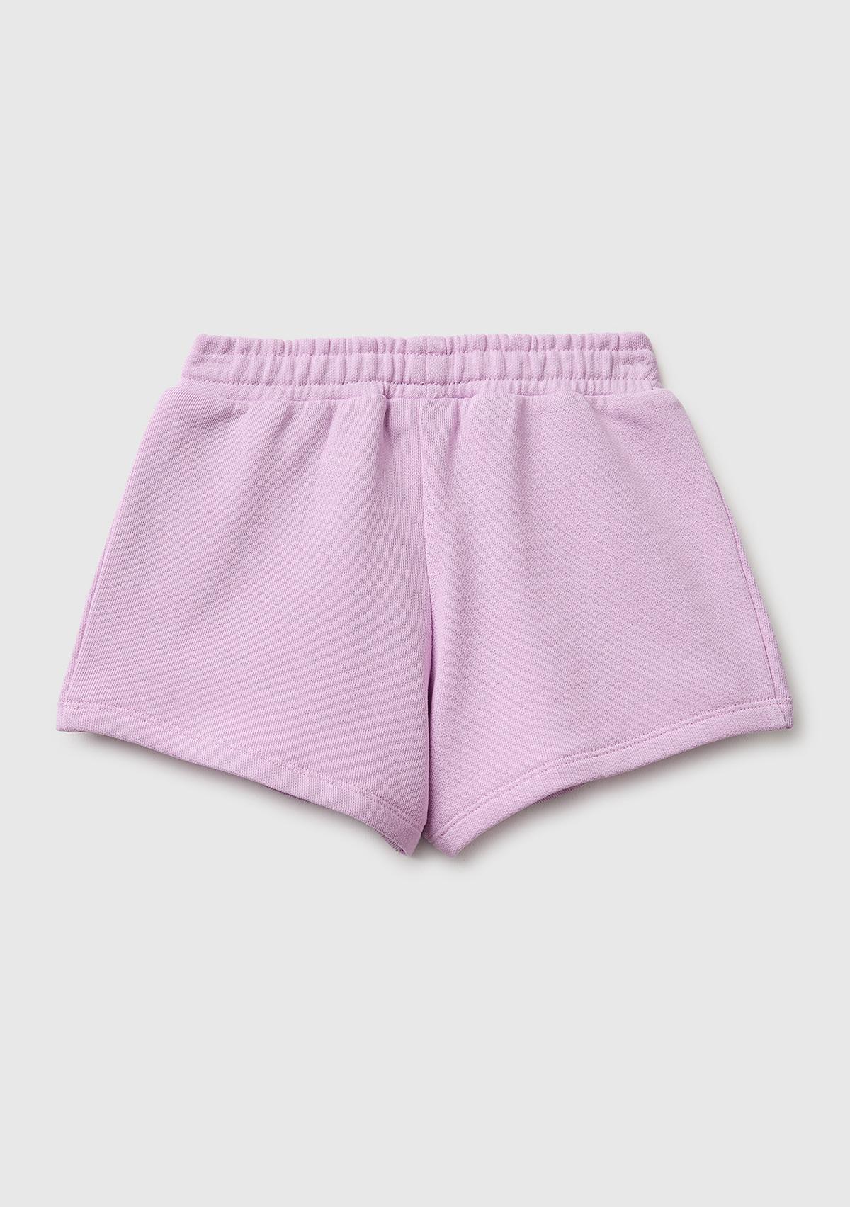 Kız Çocuk Pembe Logo İşlemeli Beli İpli Şort