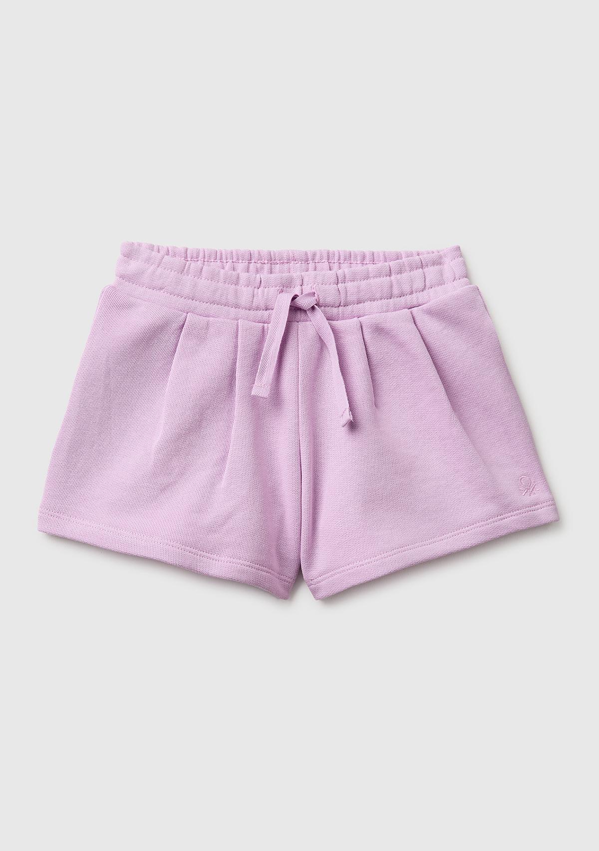 Kız Çocuk Pembe Logo İşlemeli Beli İpli Şort