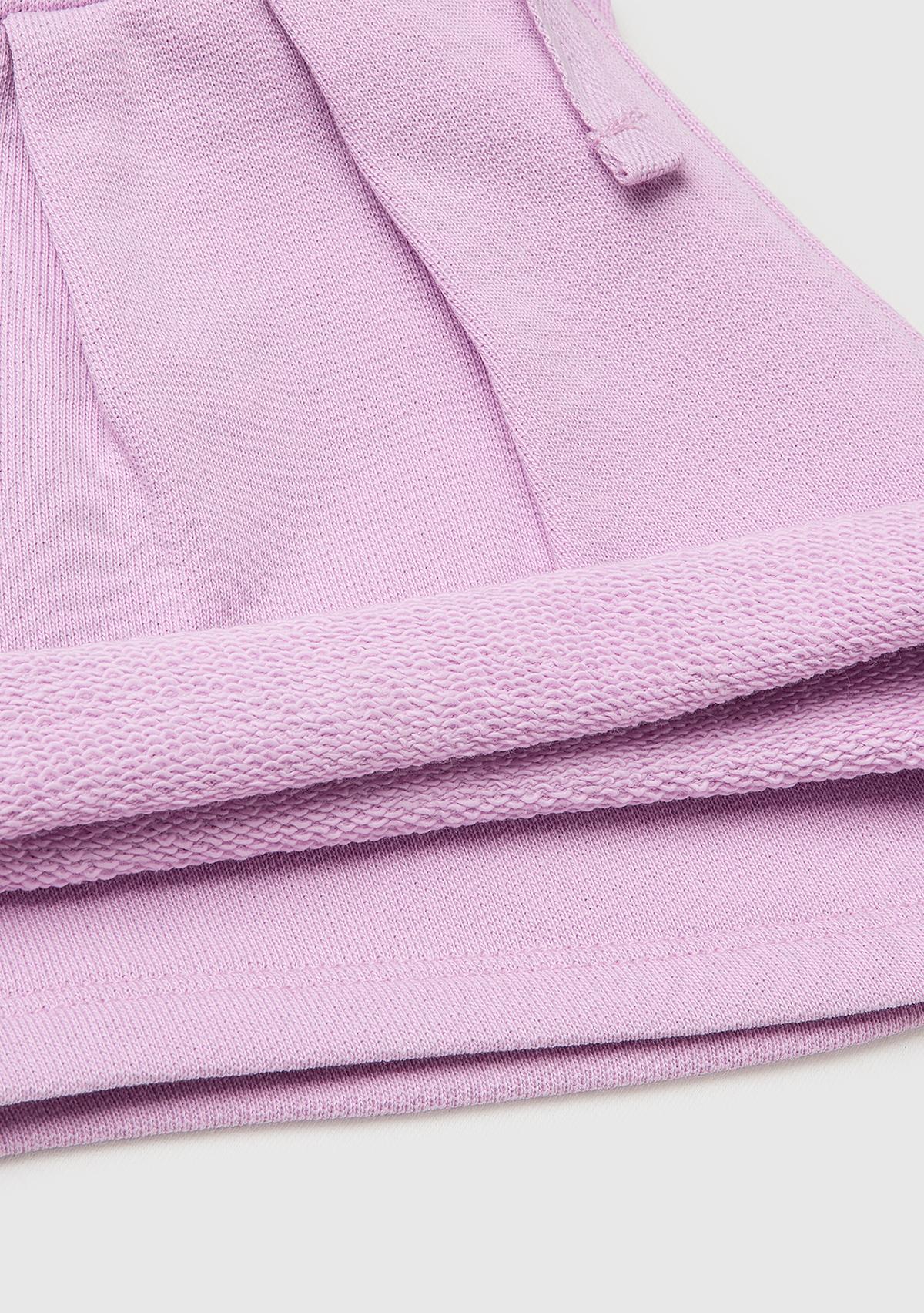 Kız Çocuk Pembe Logo İşlemeli Beli İpli Şort